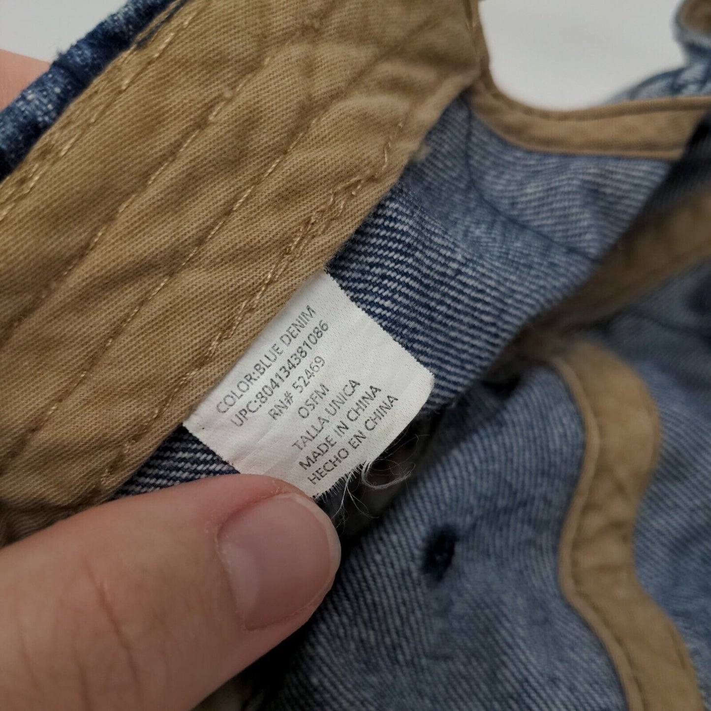 Unbranded Slideback Hat Blue OSFM Adjustable Vented Holes 6 Panel Denim Blank