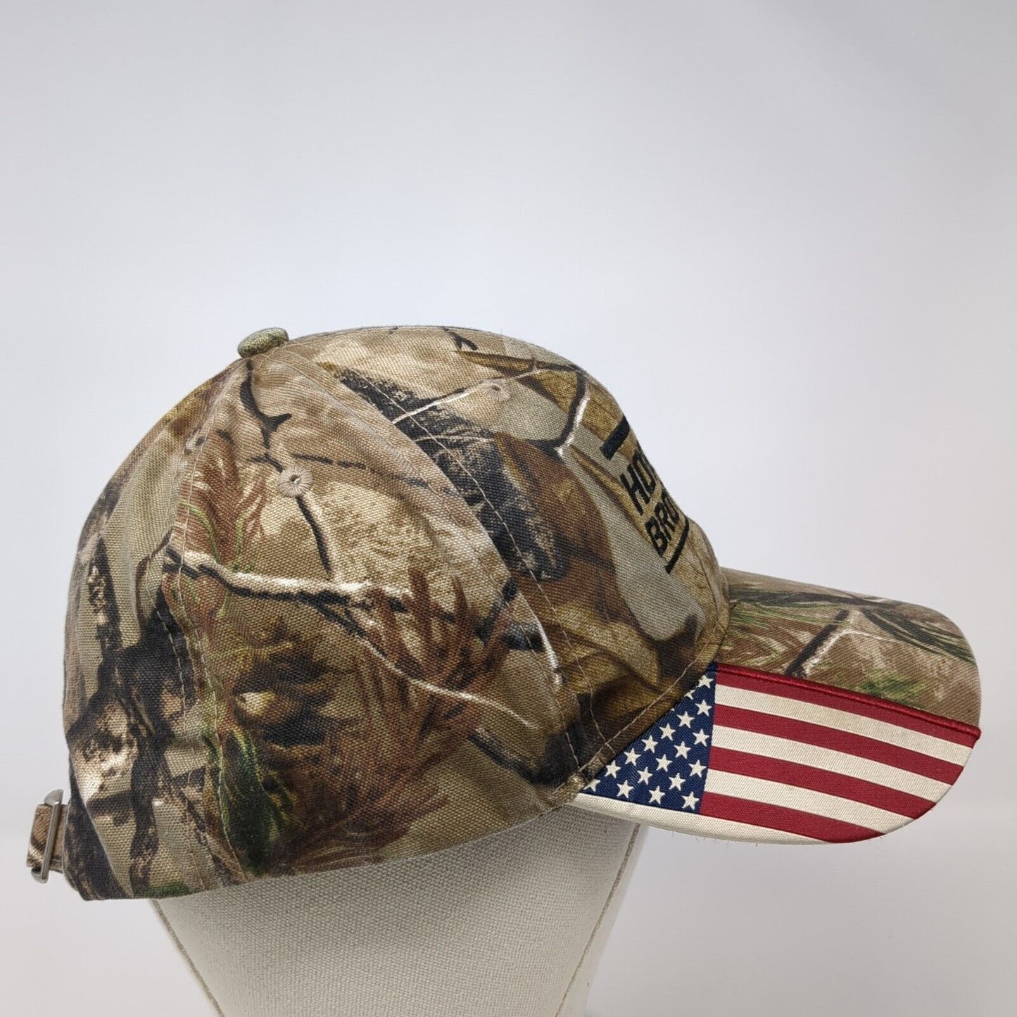 Hobart Brothers USA Flag Slideback Hat Camouflage OS Patriotic Outdoor Cap