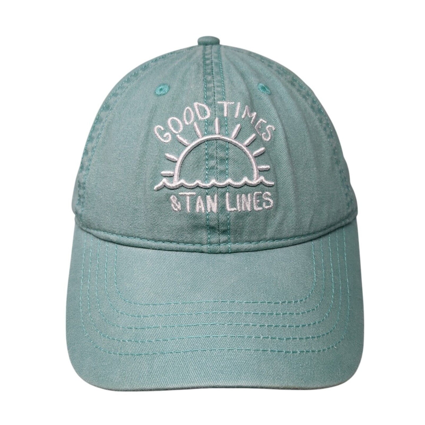 Good Times & Tan Lines Slideback Hat Bluish-Green One Size Embroidered