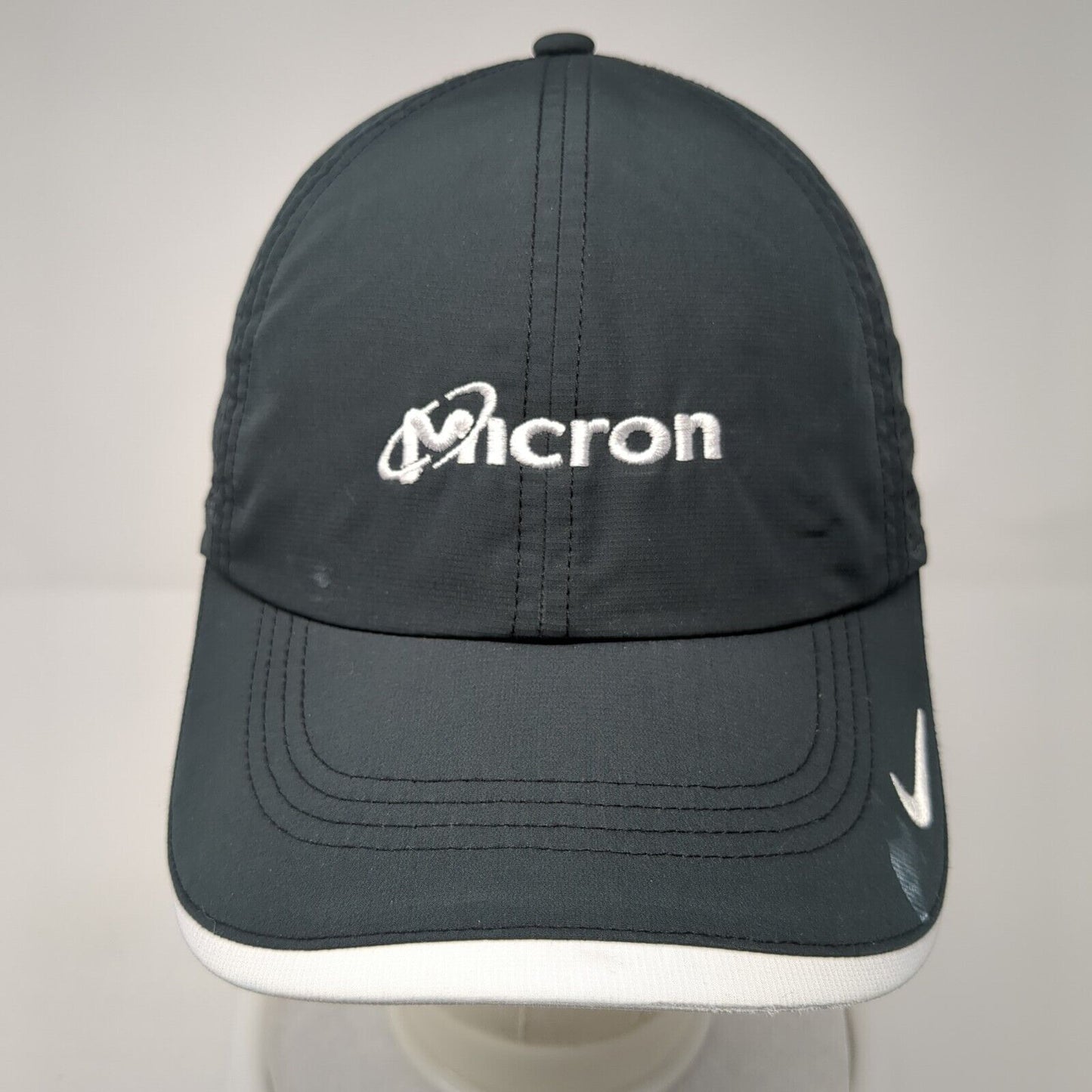Micron Strapback Hat Black One Size Adjustable Laser Cut Nike Dri-Fit