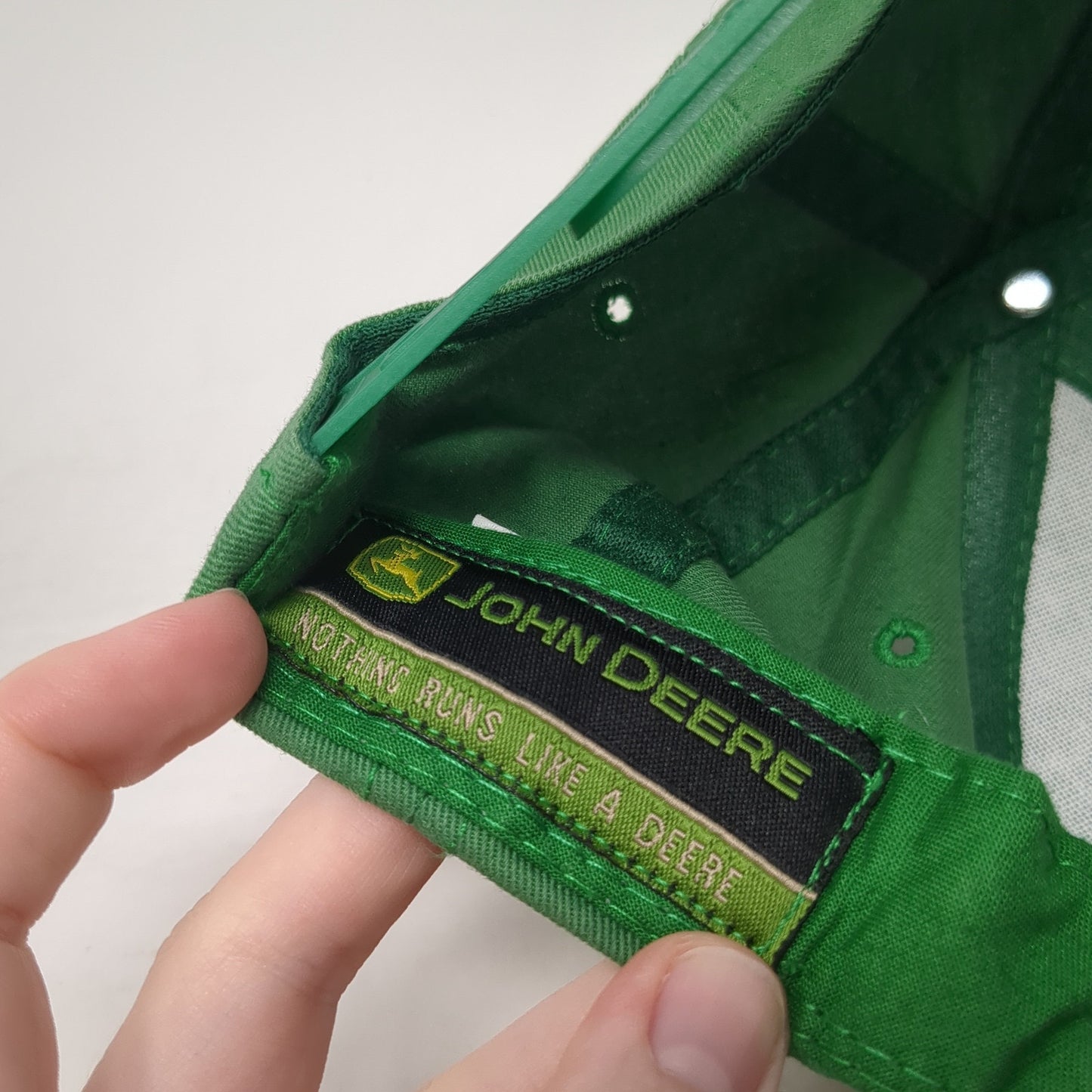 John Deer Snapback Hat Green One Size Adjustable Embroidered Vented Holes