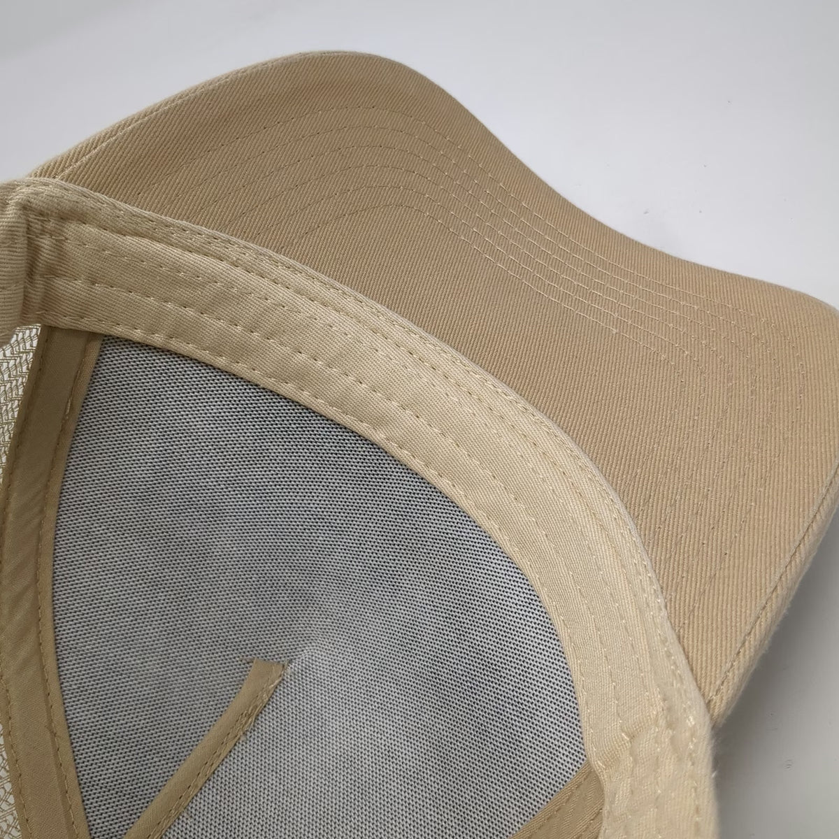 Foundrie Trucker Hat Beige OSFM Snapback I Really Like Your Face Mesh Graphic