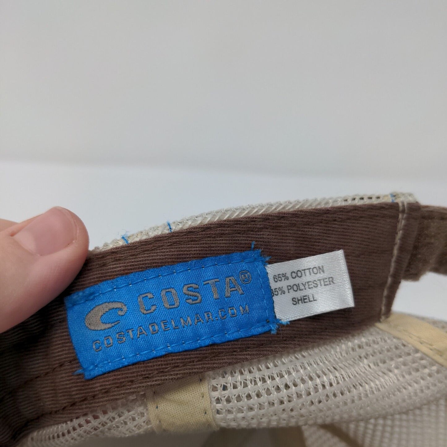 F3T Fish Strapback Mesh Back Trucker Hat Tan One Size Costa Del Mar