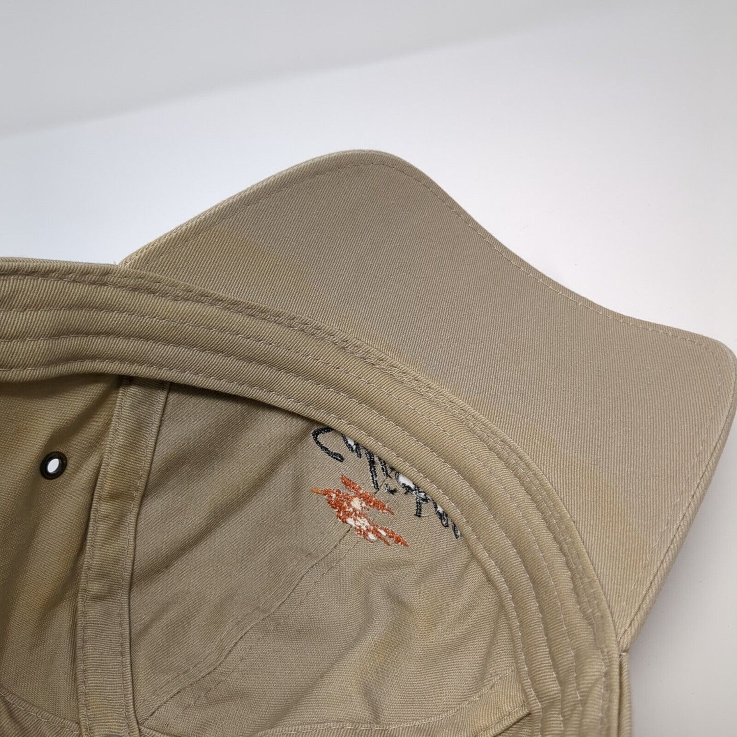 Salishan Slideback Hat Tan One Size Adjustable Embroidered 6 Panel Ivory