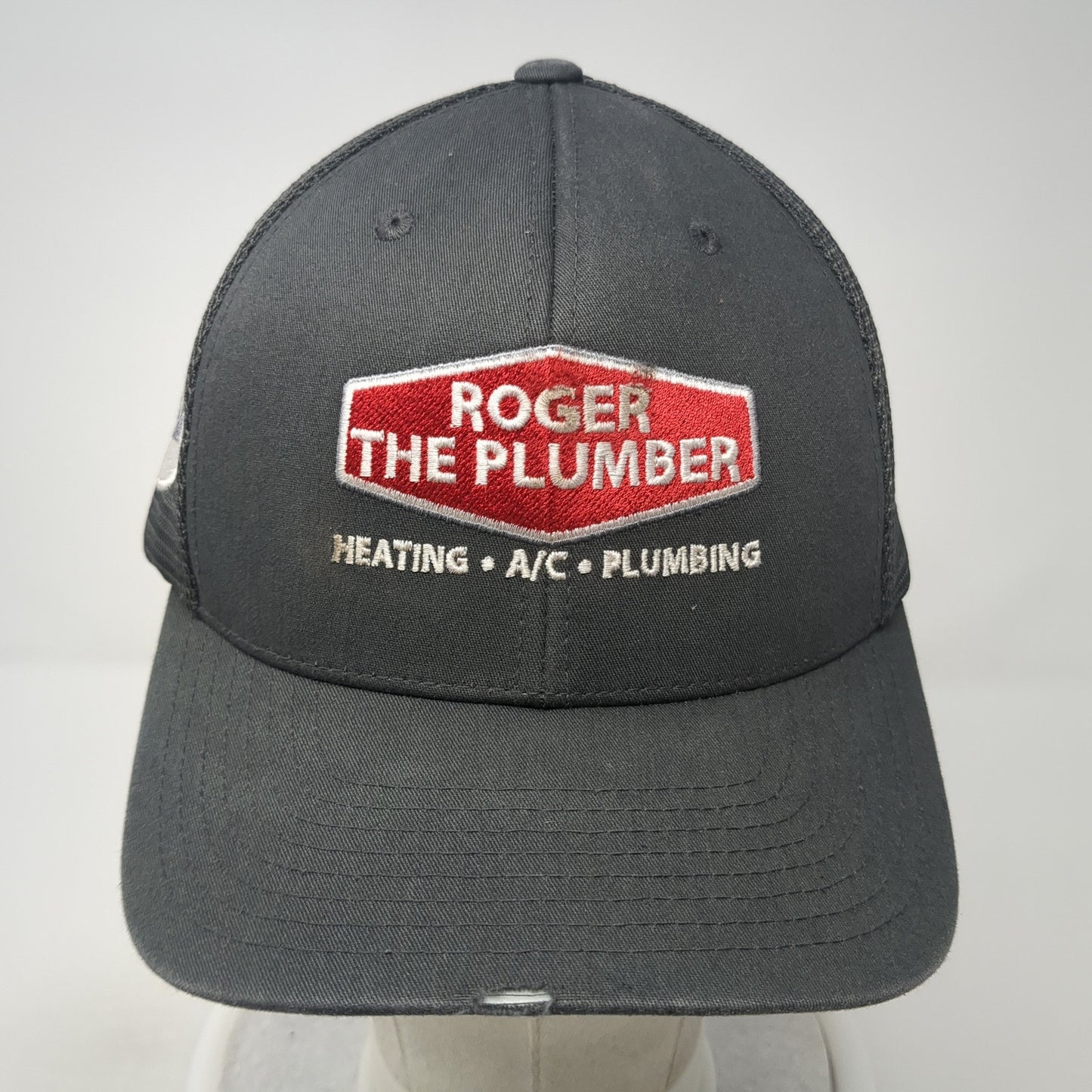 Roger The Plumber Snapback Trucker Hat Gray One Size Mesh Back Flexfit