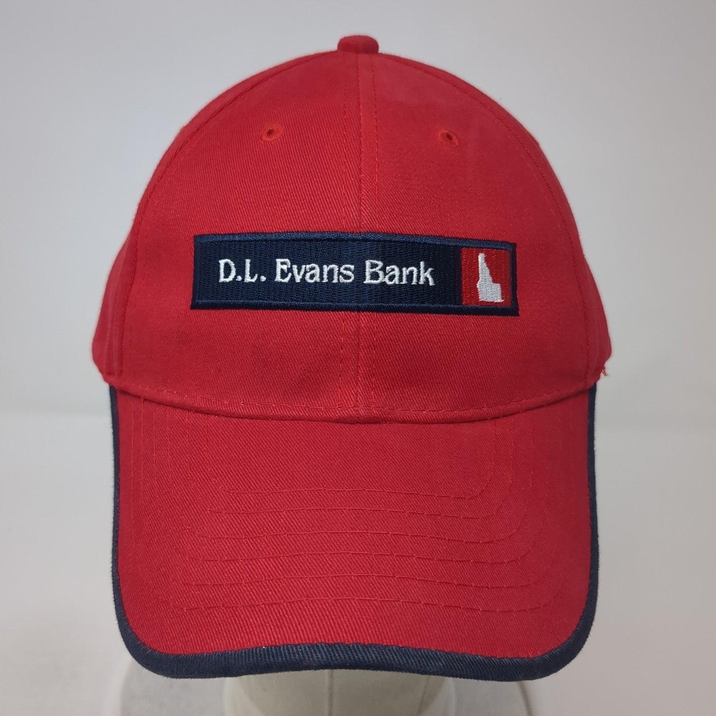 D.L. Evans Bank Idaho Strapback Hat Red One Size Adjustable Embroidered