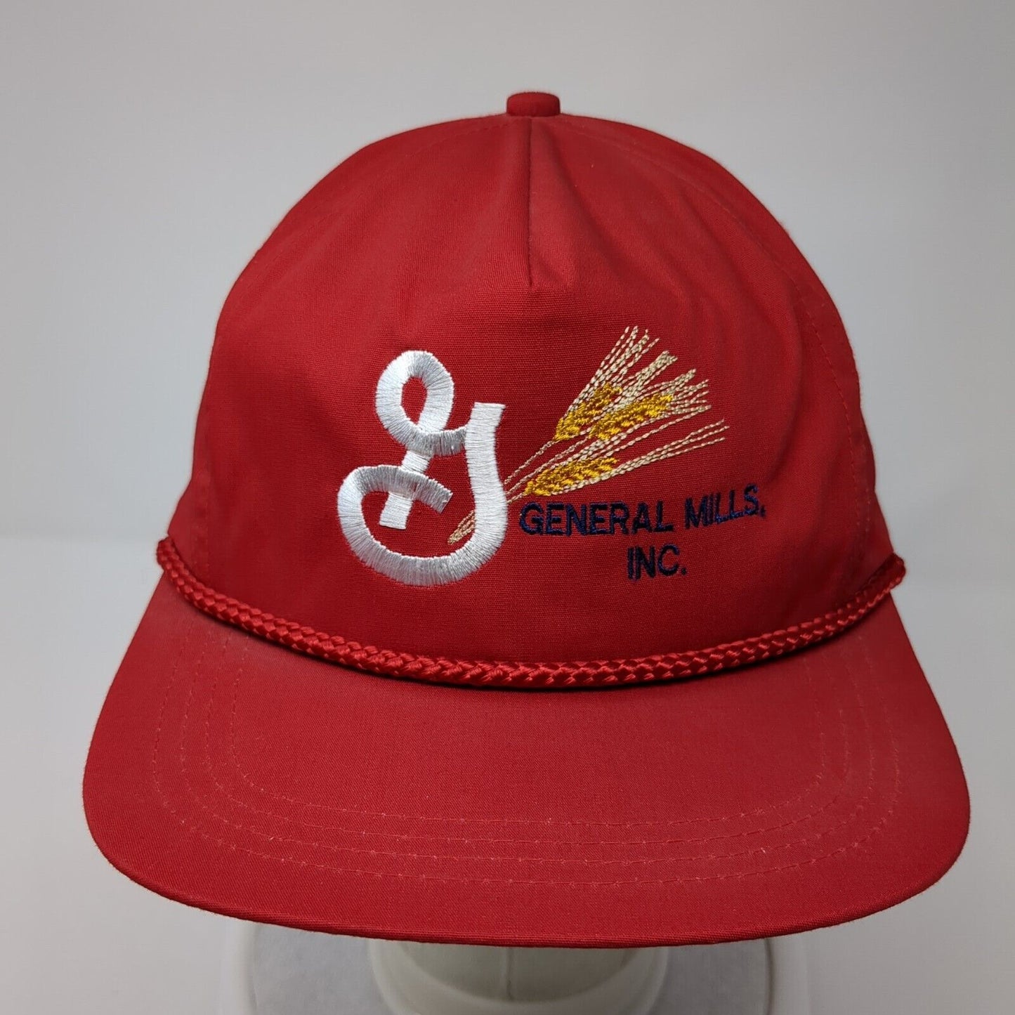 General Mills Inc. Slideback Rope Hat Red One Size Solid Leather Strap