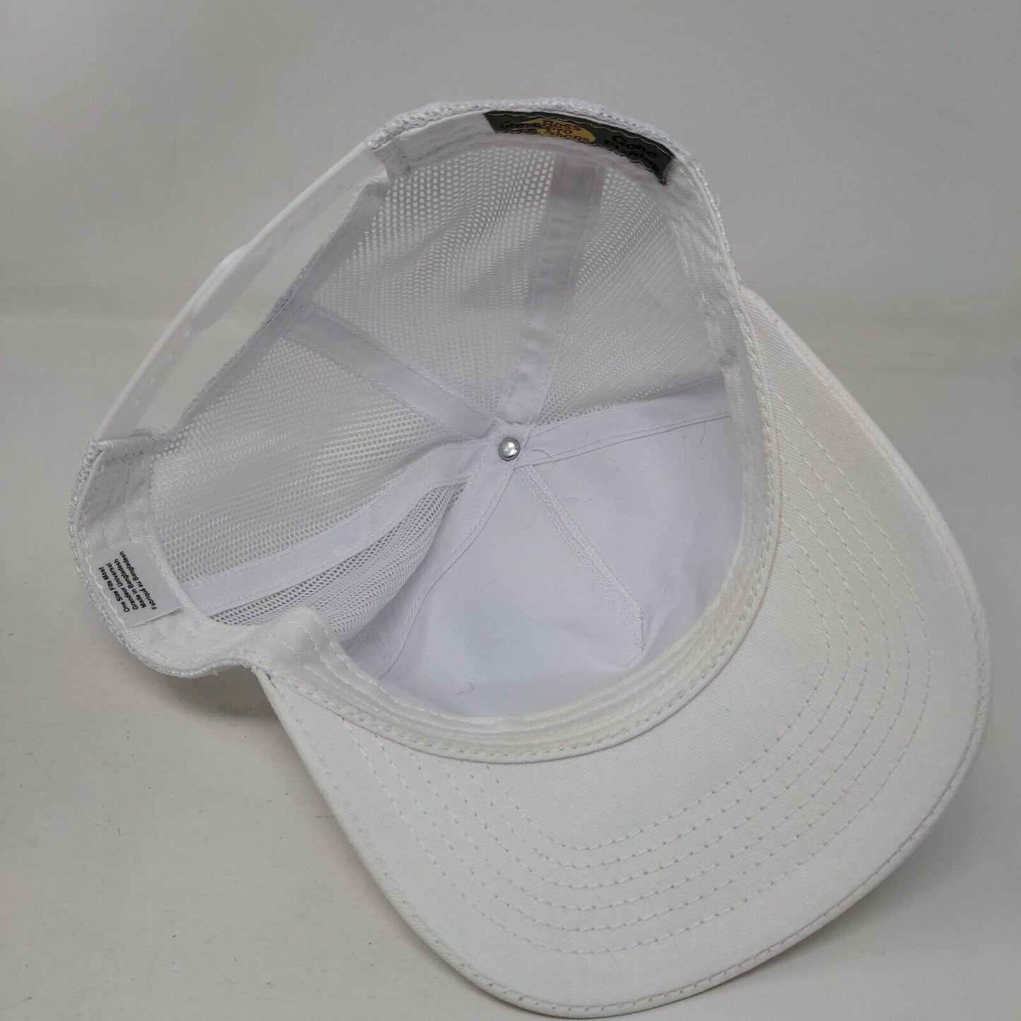 Bass Pro Shops Snapback Trucker Hat White OSFM Adjustable Mesh Back Gone Fishing