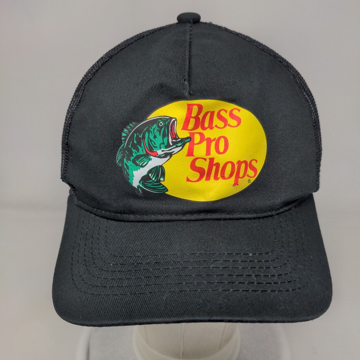 Bass Pro Shops Snapback Trucker Hat Black OSFM Gone Fishing Adjustable