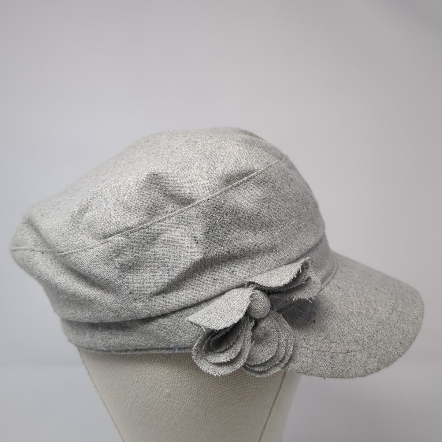 August Fitted Cadet Army Cap Hat Gray One Size Solid Flower Stretch