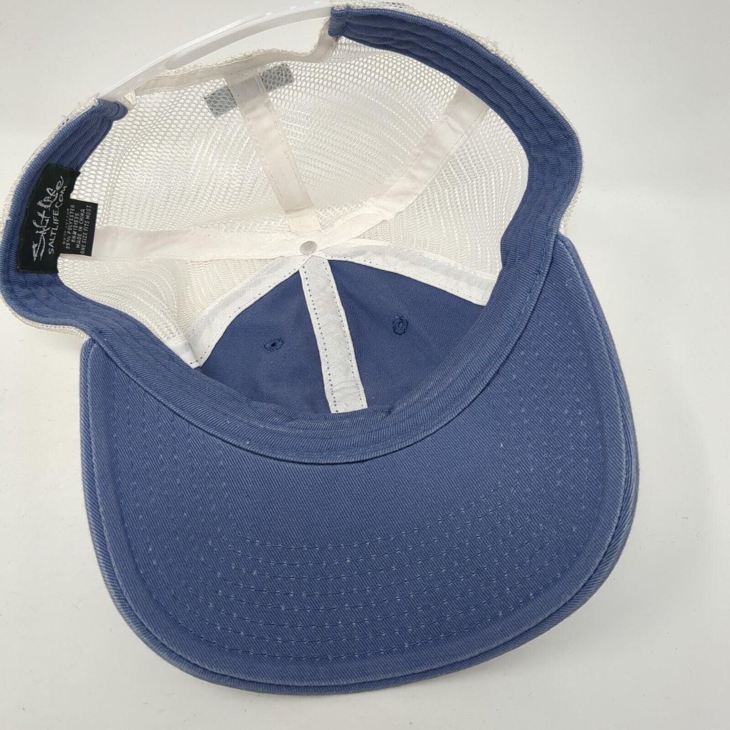 Salt Life Snapback Mesh Back Trucker Hat Blue One Size Livin' Salty