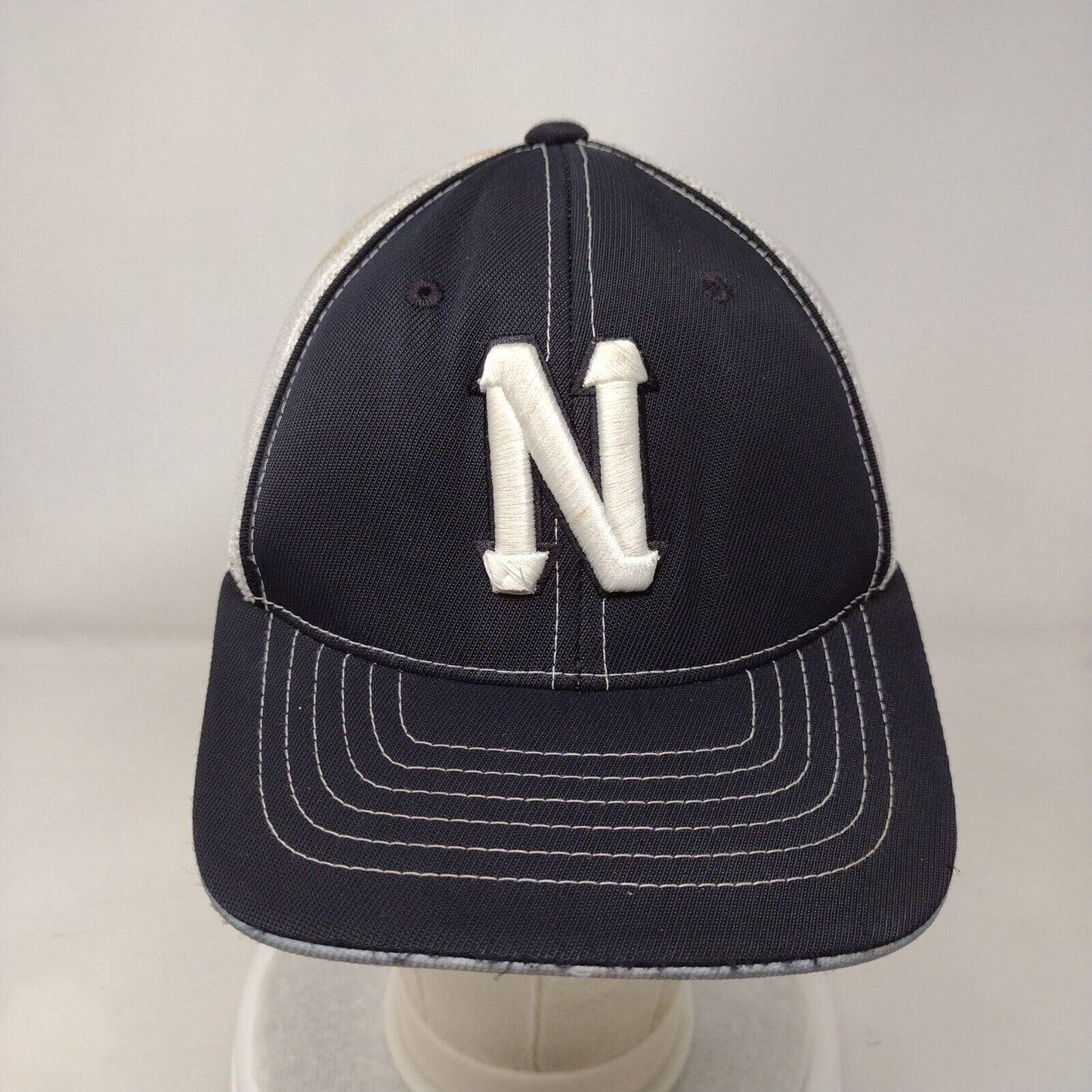 Letter N Youth Fitted Trucker Hat Black 6 3/8- 6 7/8 Mesh Back Pacific Headwear