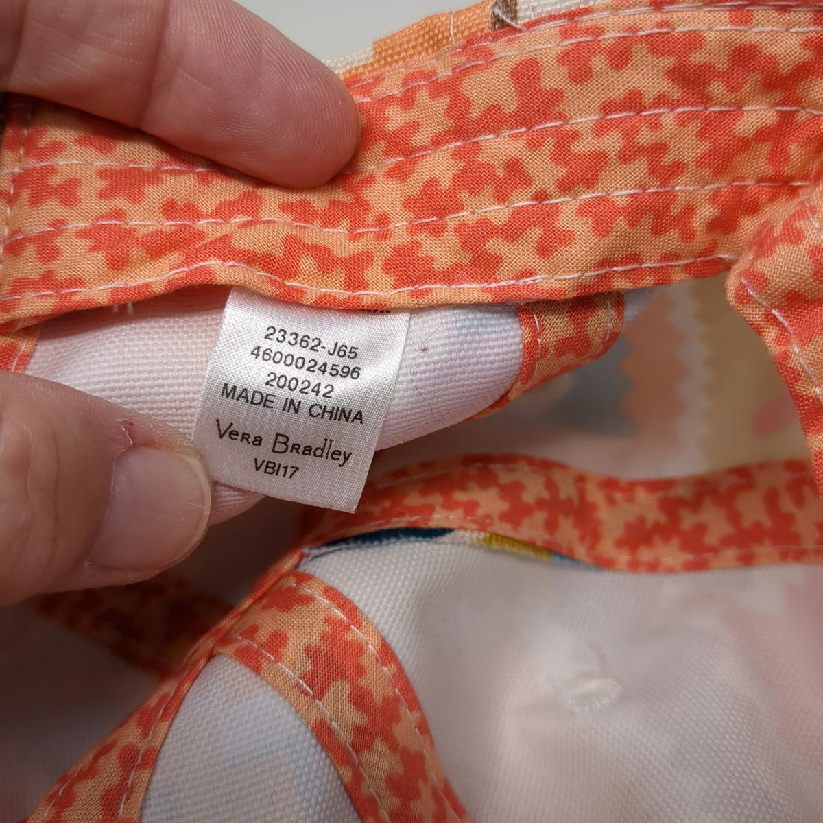 Vera Bradley Baseball Cap Orange One Size Kilim Geometric Patterned Canvas Hat