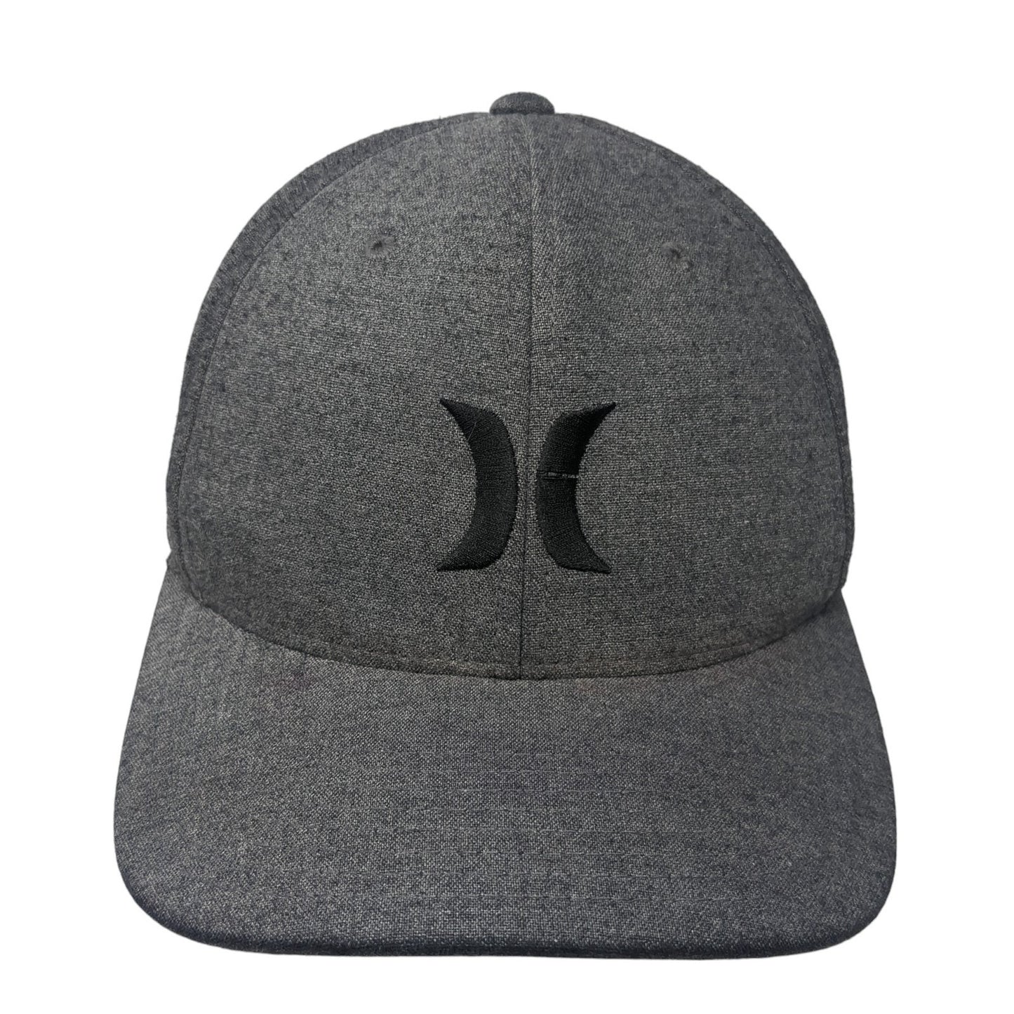 Hurley Embroidered Logo Fitted Hat Gray XL Flexfit Yupoong Vent Holes