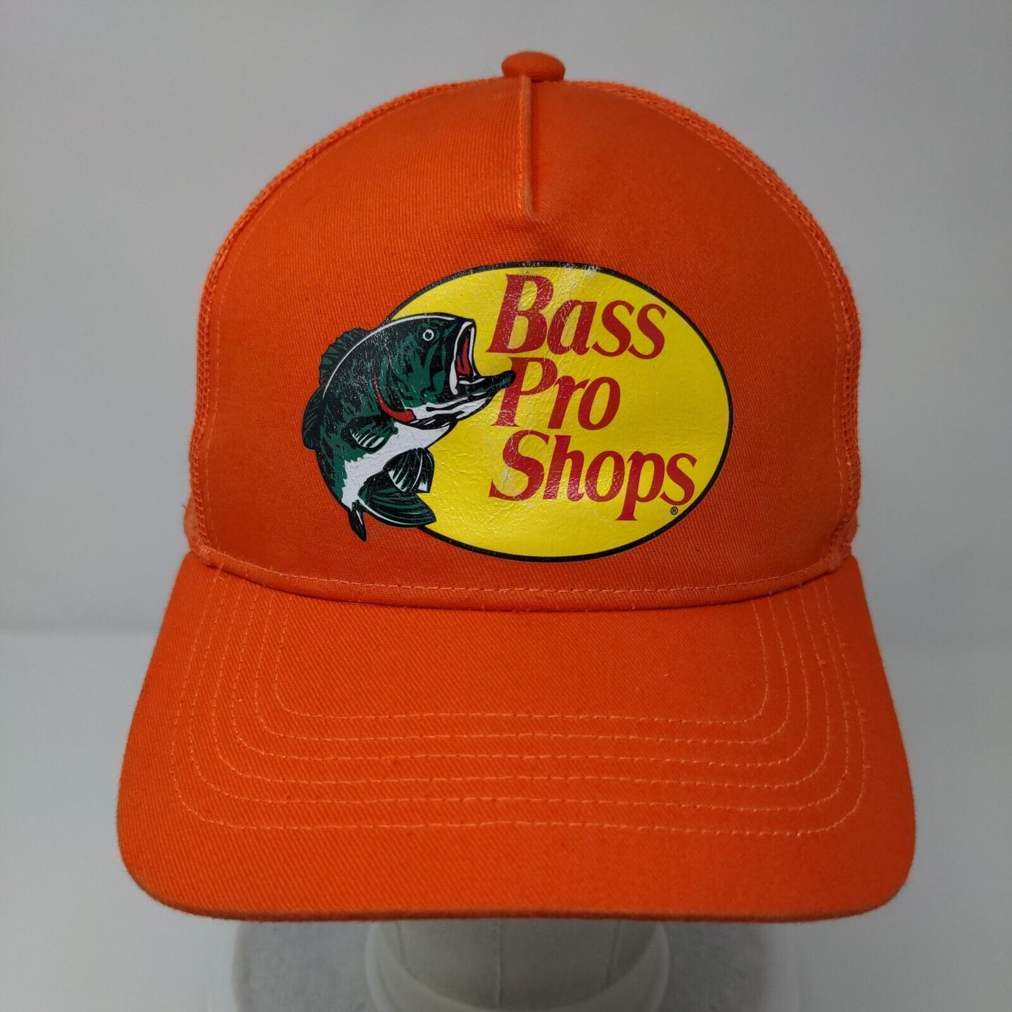 Bass Pro Shops Fishing Snapback Trucker Hat Orange OSFM Mesh Back