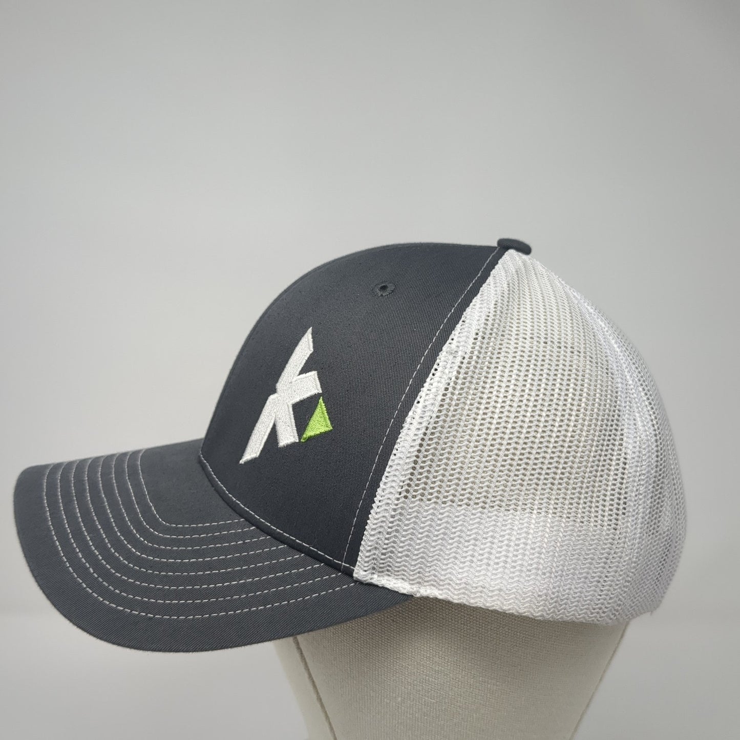 Richardson Snapback Trucker Hat Gray One Size Adjustable Embroidered Mesh Back
