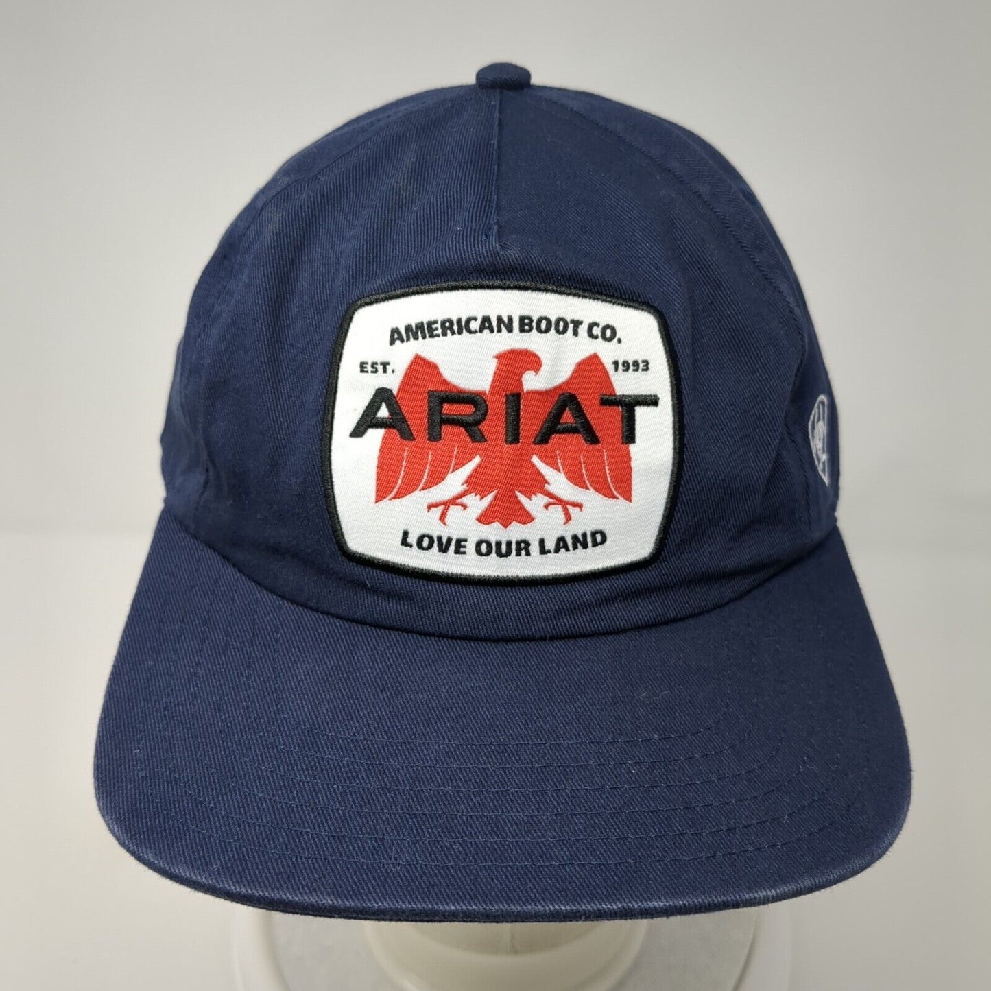 American Boot Co Est 1993 Ariat Love Our Land Snapback Hat Blue OS Adjustable