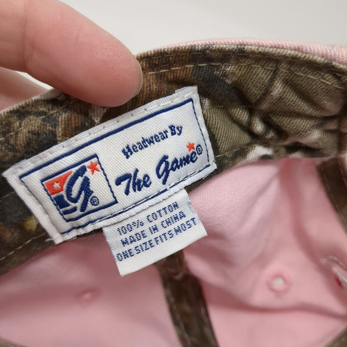 The Game Baseball Cap Pink One Size Camo Patch Archery Logo Strapback Cotton Hat