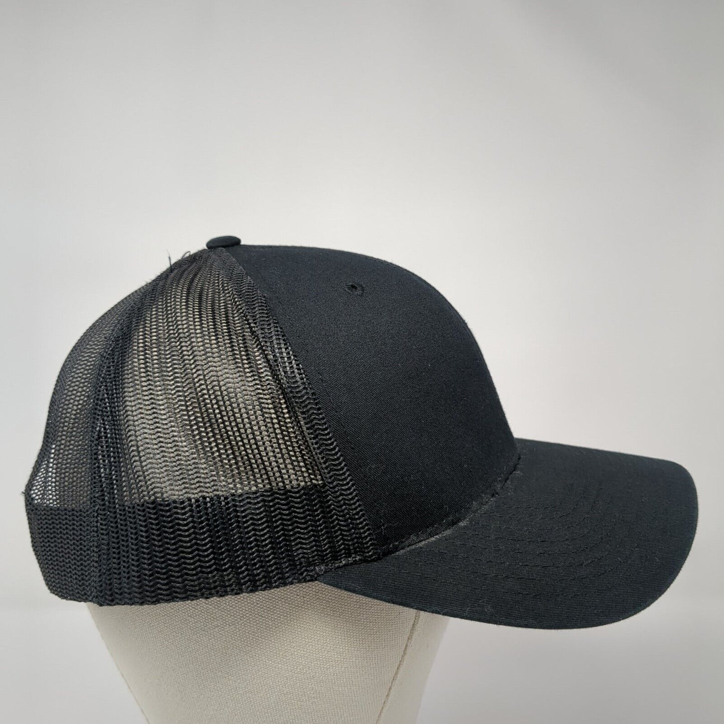 Richardson Snapack Mesh Back Trucker Hat Black One Size Logo Embroidered