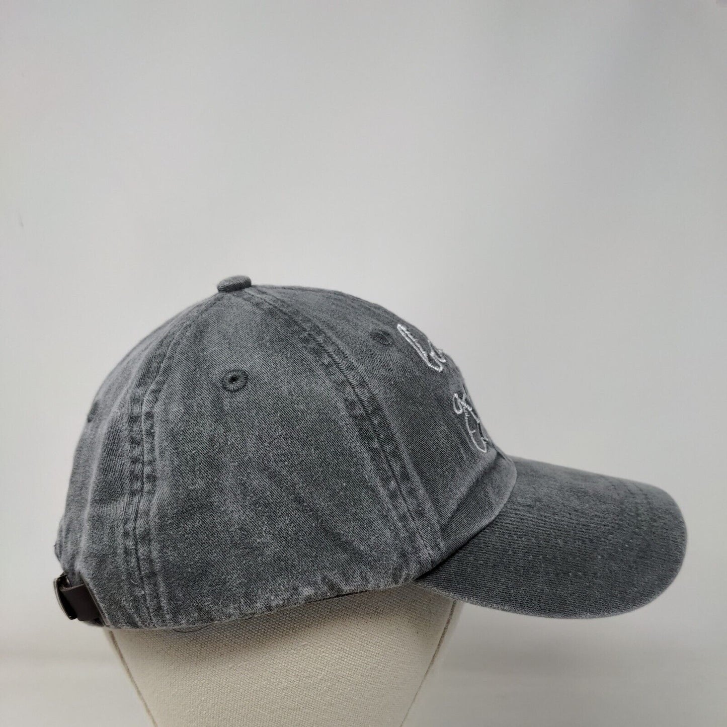 Bad Gyal Slideback Hat Gray One Size Embroidered Leather Strap Adams