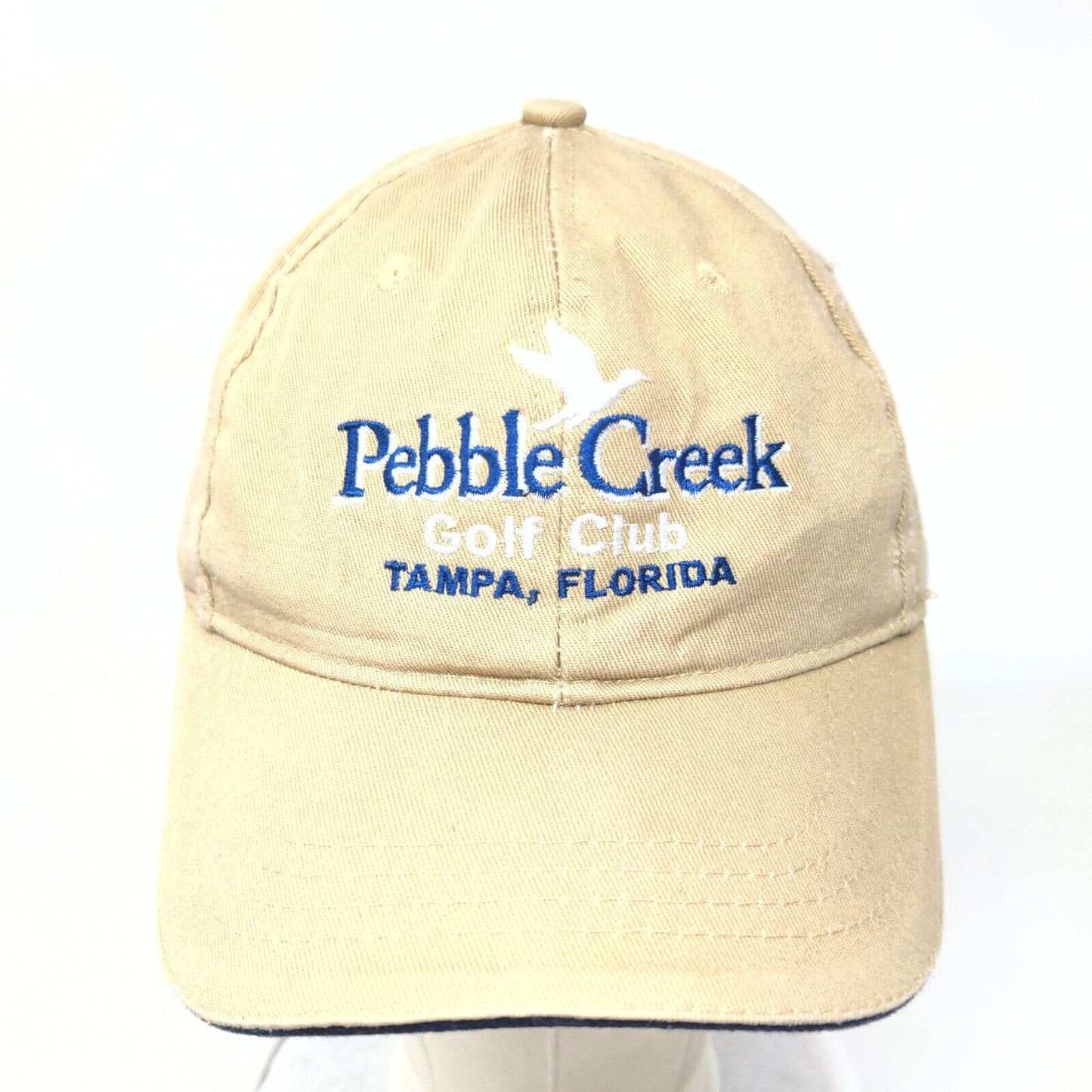 Pebble Creek Golf Club Tampa Florida Tan One Size Adjustable Embroidered 6 Panel