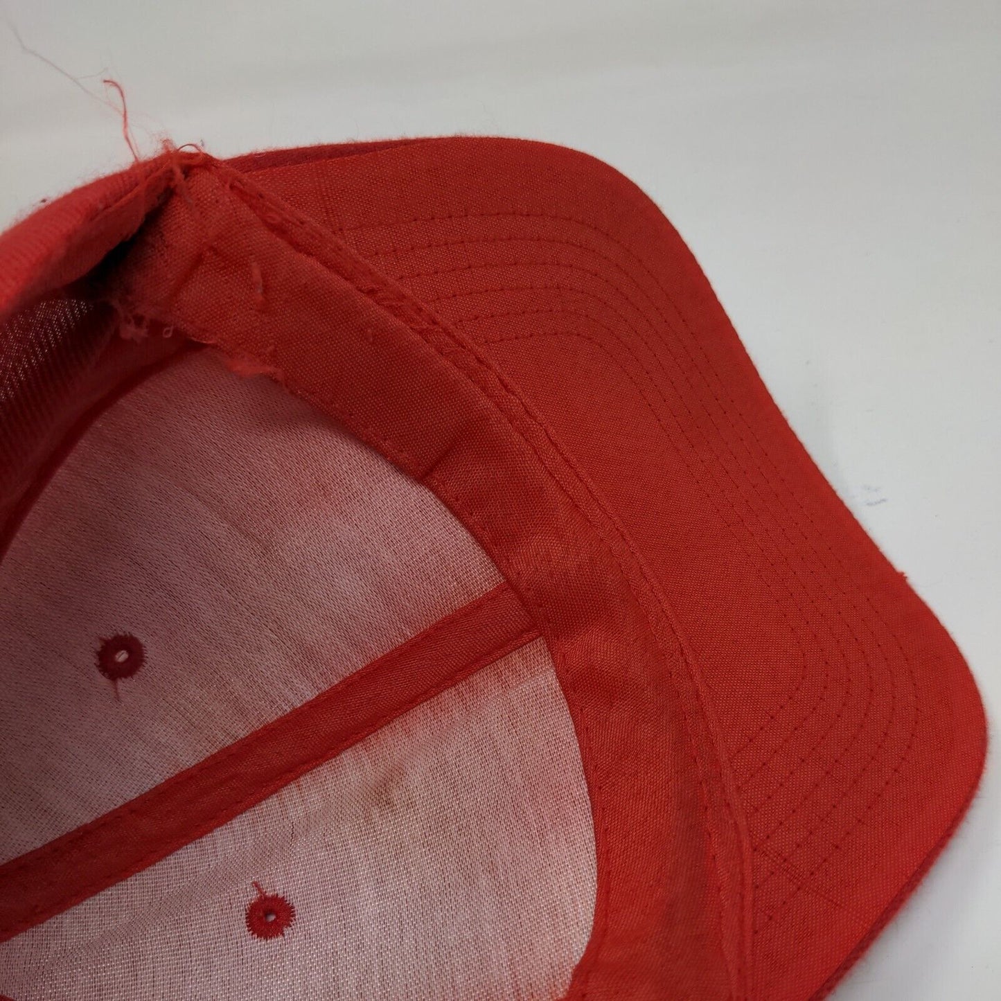 Unbranded Strapback Hat Red One Size Adjustable Vented Holes 6 Panel Blank