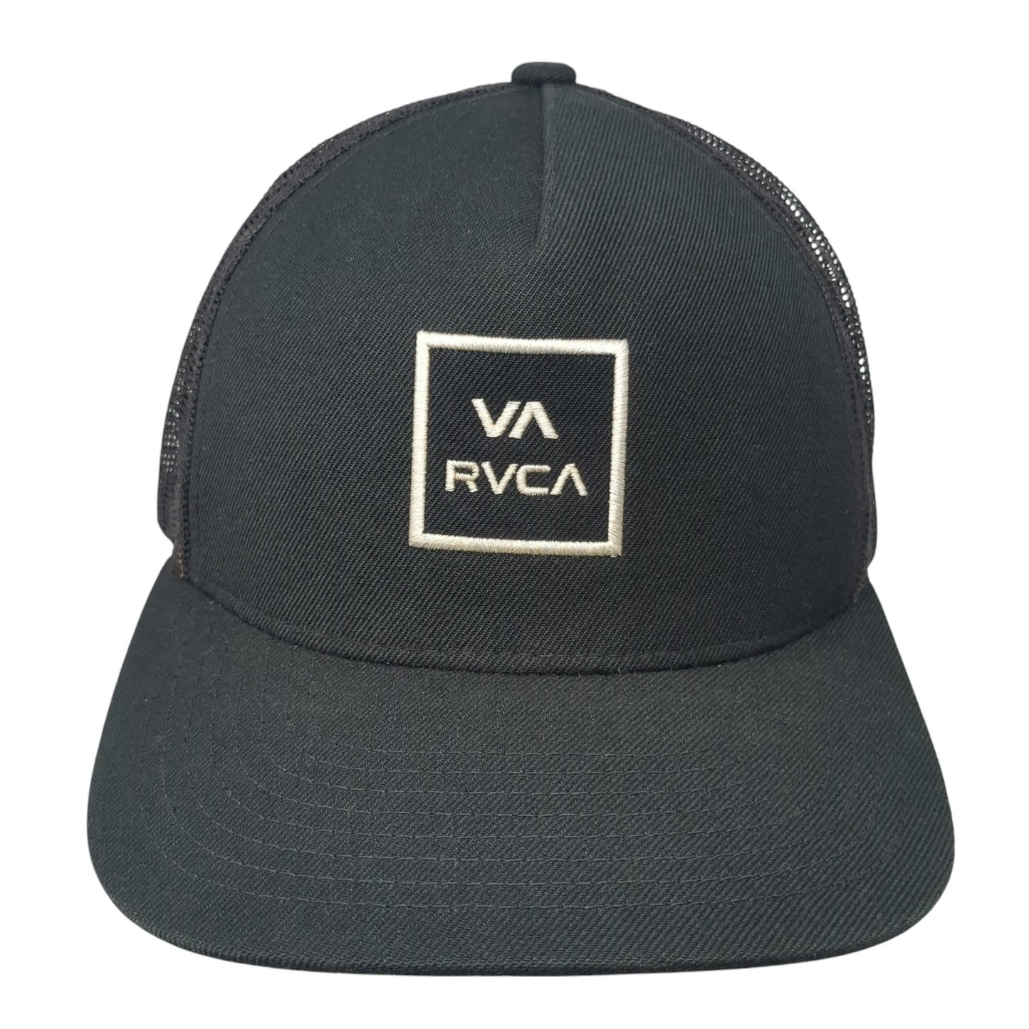 VA RVCA Snapback Trucker Hat Black One Size Adjustable Embroidered Mesh Back