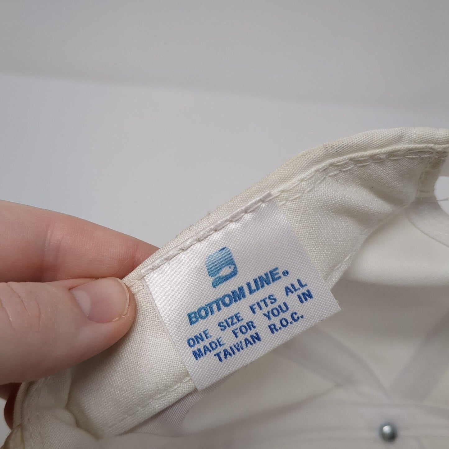 Bottom Line Snapback Hat White One Size Adjustable Embroidered 6 Panel Rope