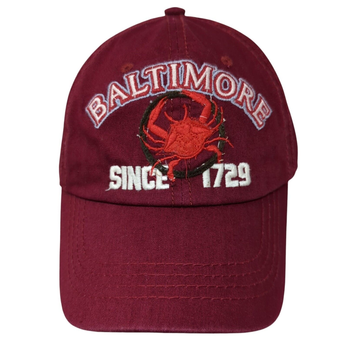 Baltimore Since 1729 Slideback Baseball Cap Red OS Adjustable Embroidered USA