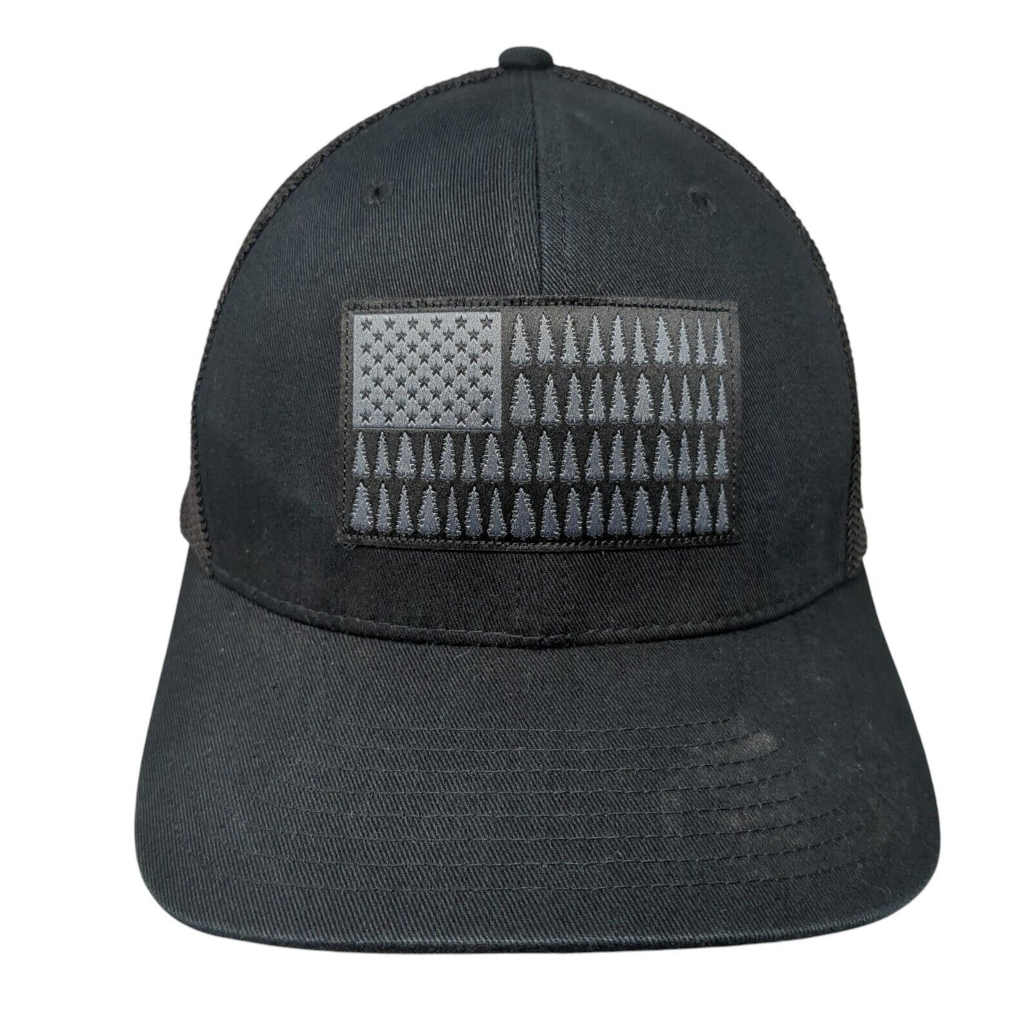 American Trees Flag Unisex Fitted Trucker Hat Black L/XL Mesh Back Columbia