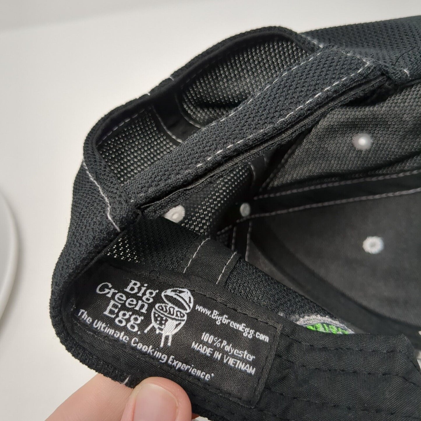 Big Green Egg Strapback Hat Black One Size Adjustable Embroidered Polyester