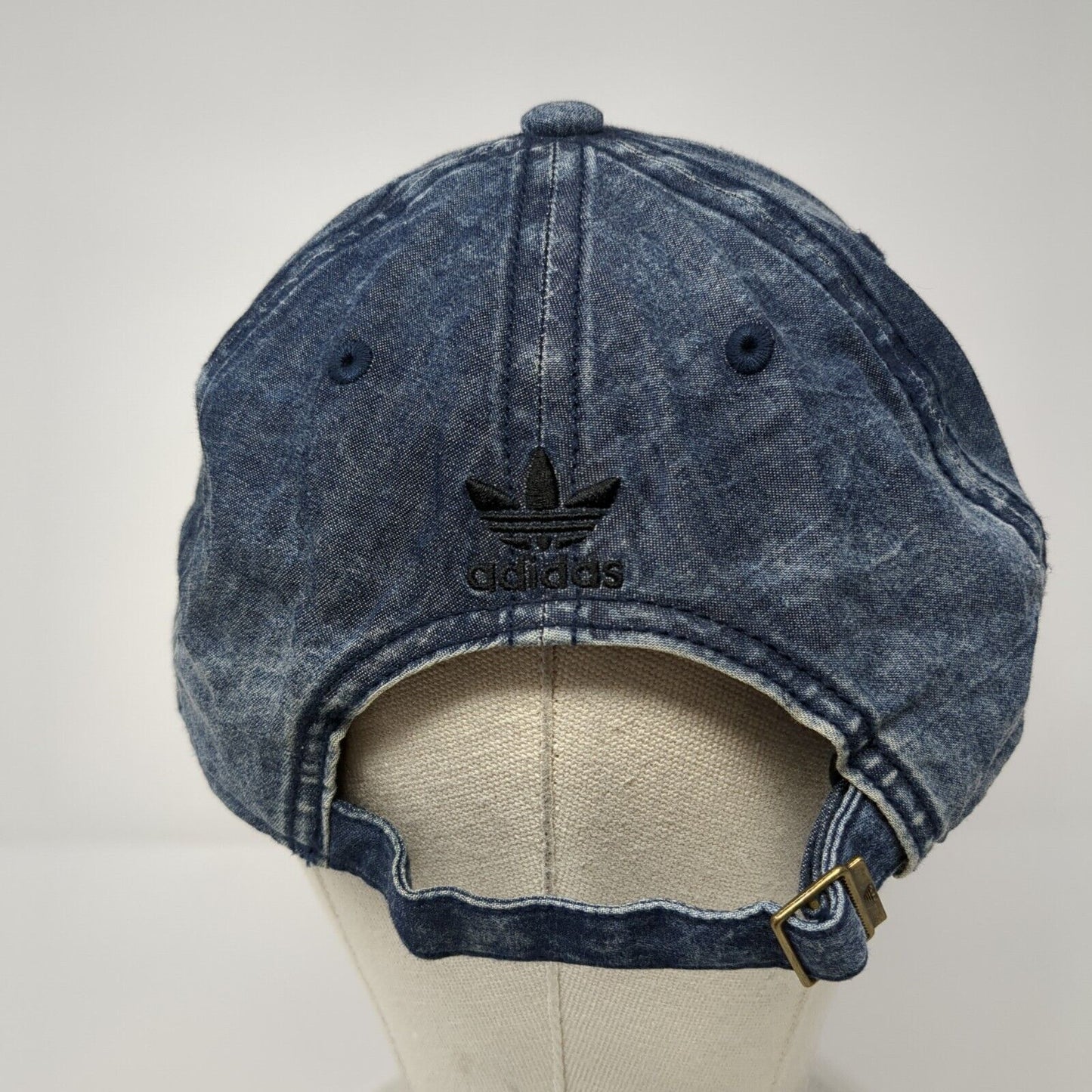 Adidas Trefoil Slideback Hat Blue One Size Adjustable Embroidered Denim