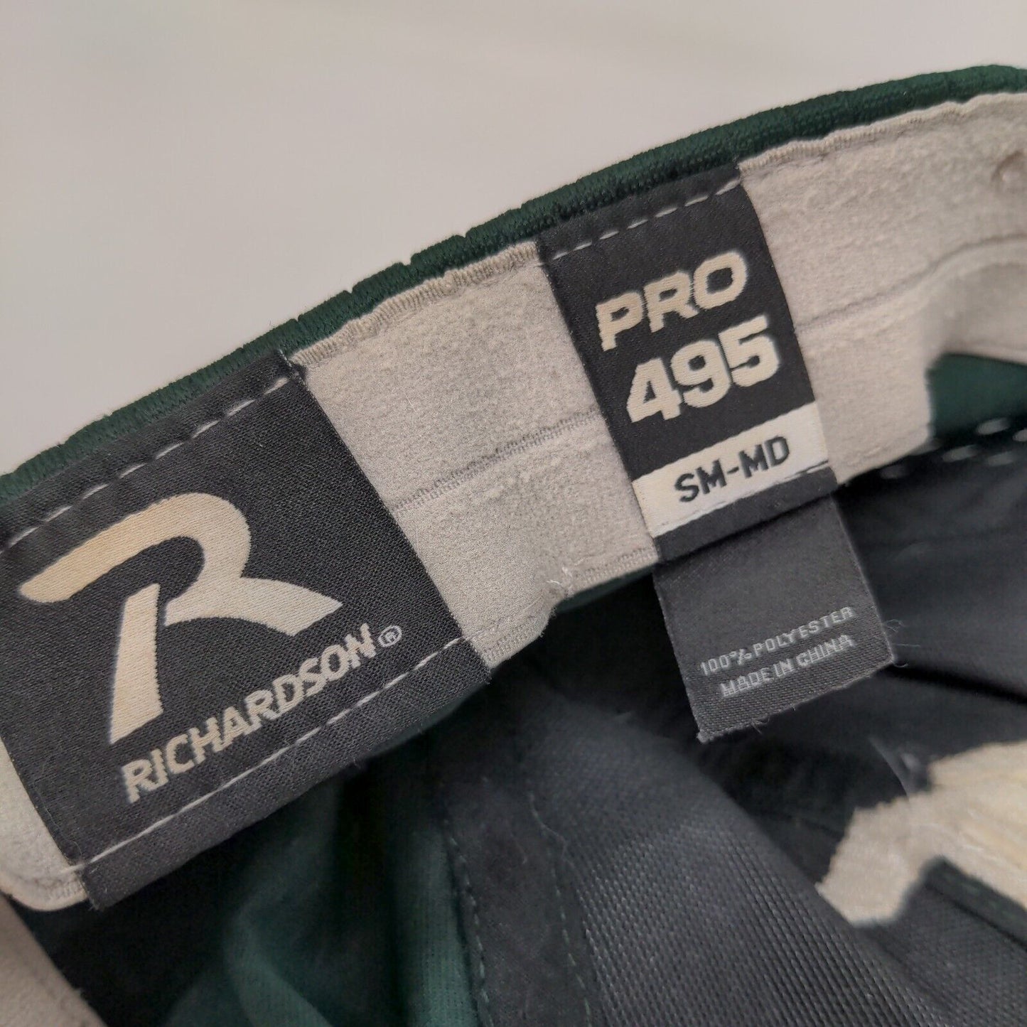 Richardson Fitted Hat Green S/M Embroidered Pro 495 Vented Holes