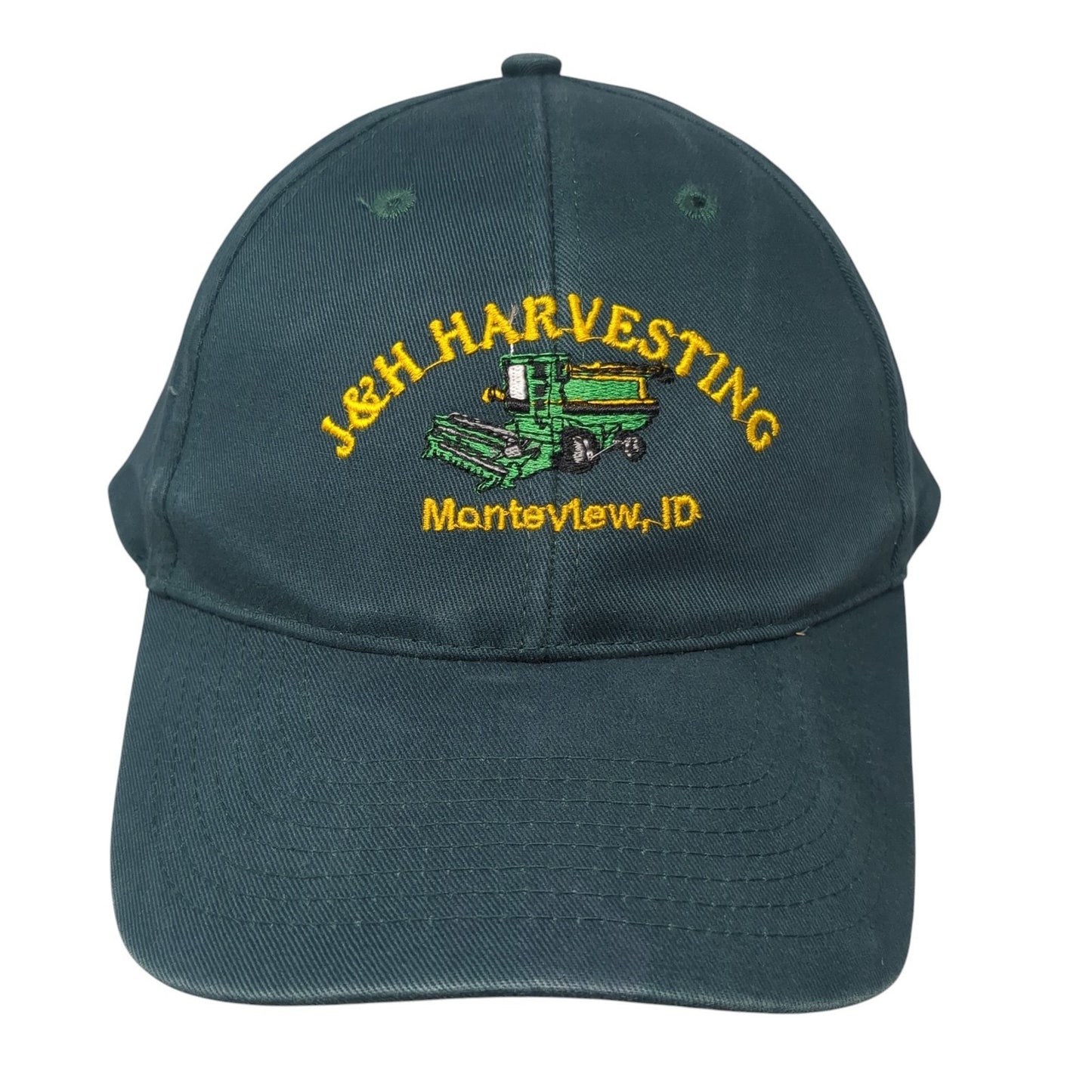 J&H Harvesting Monteview ID Strapback Hat Green One Size Embroidered