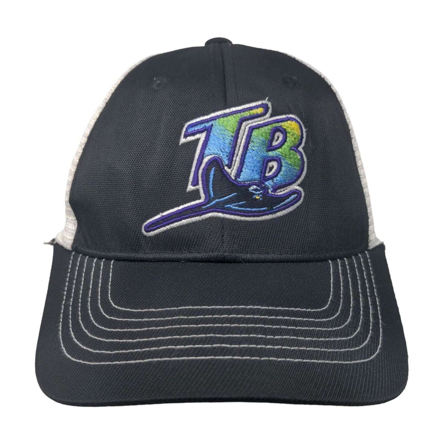 Fan Favorite Men's Snapback Mesh Back Hat Black Embroidered Tampa Bay Rays Logo