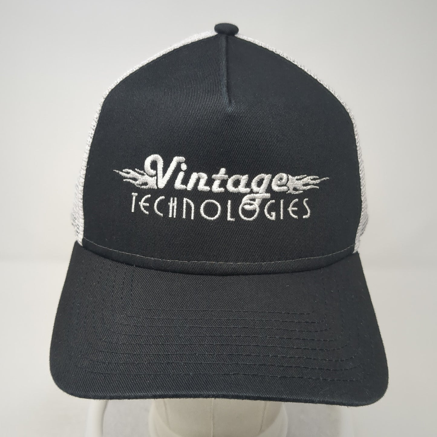 Vintage Technologies Snapback Mesh Back Trucker Hat Black One Size New Era