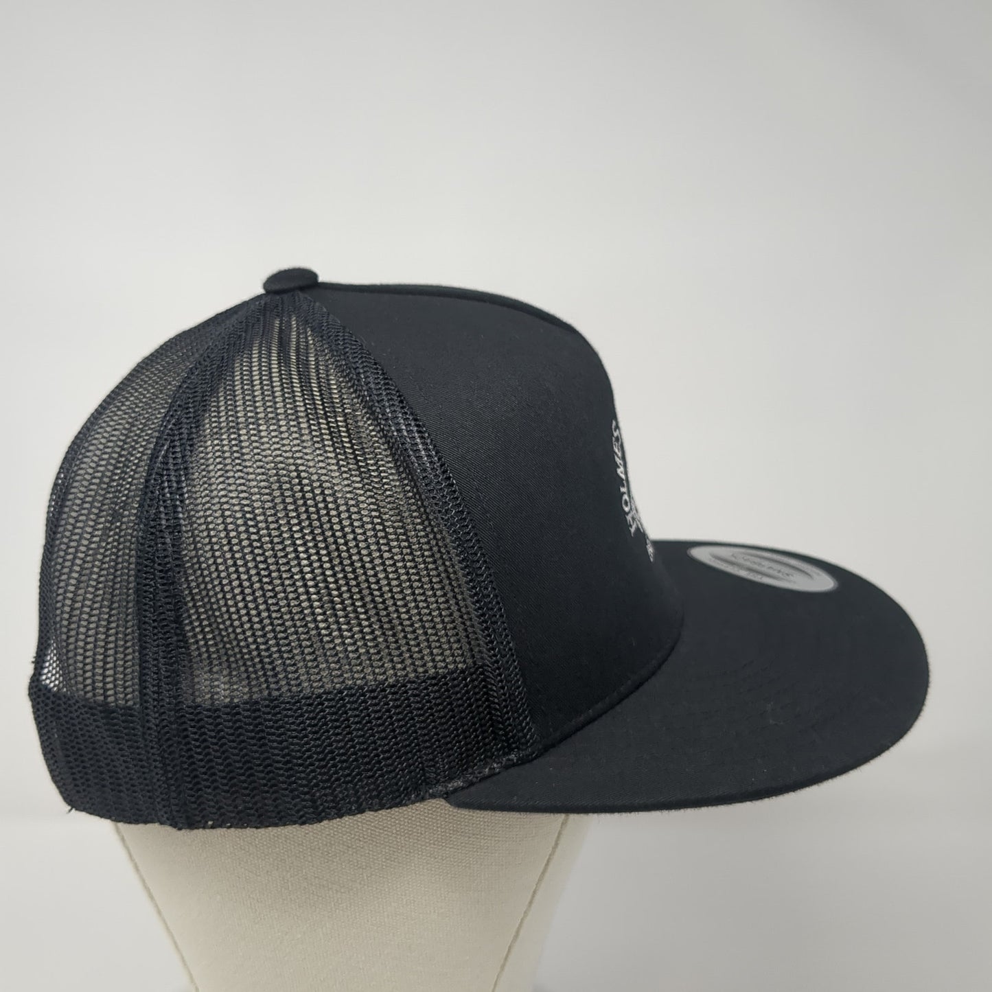 Holmes Auto & Custom Est 2003 Snapback Trucker Hat Black OS Mesh Back Yupoong