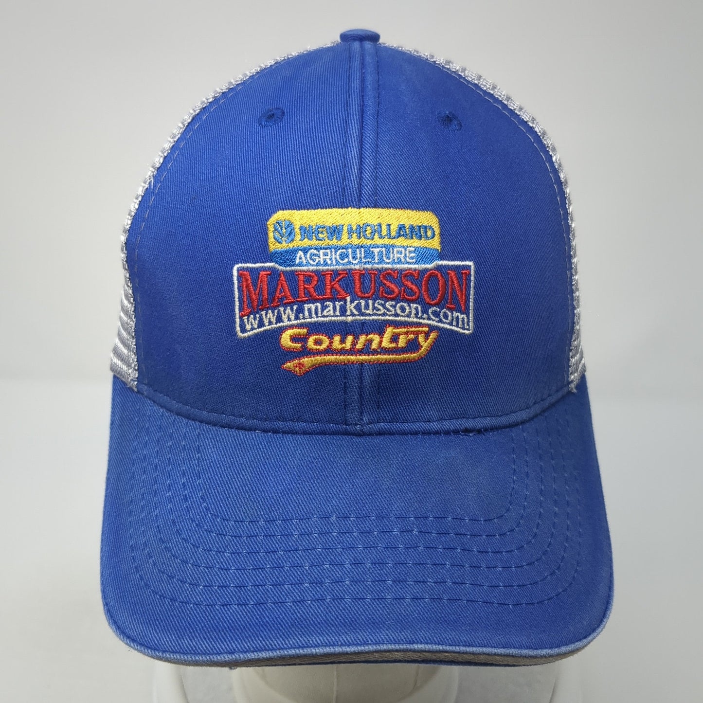 New Holland Agriculture Markusson Country Trucker Hat Blue OS Mesh Back MV3