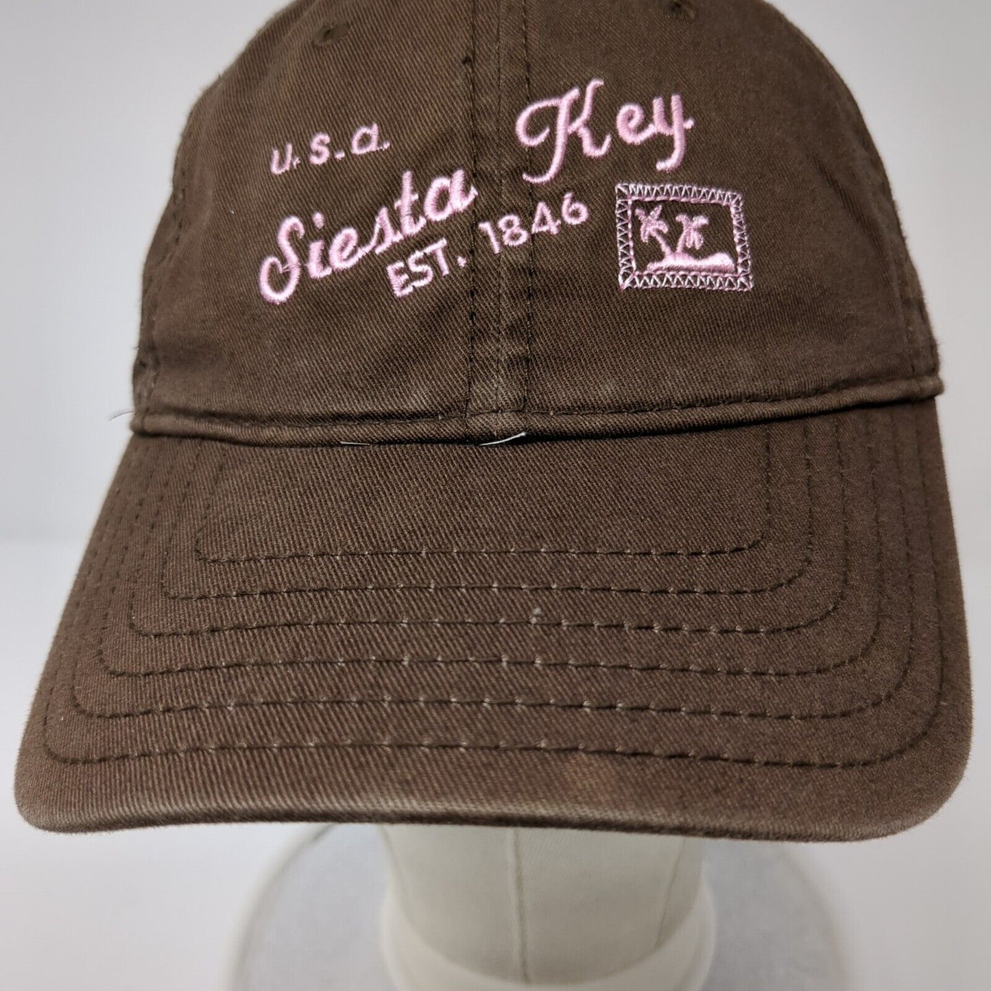 USA Siesta Key Slideback Hat Brown One Size Adjustable Embroidered