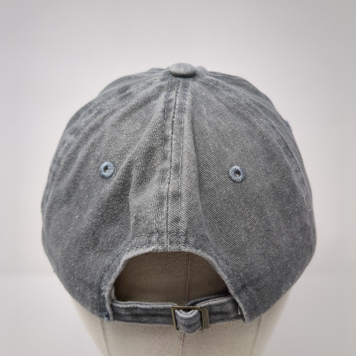 Gigi Slideback Hat Gray One Size Adjustable Embroidered Vented Holes 6 Panel