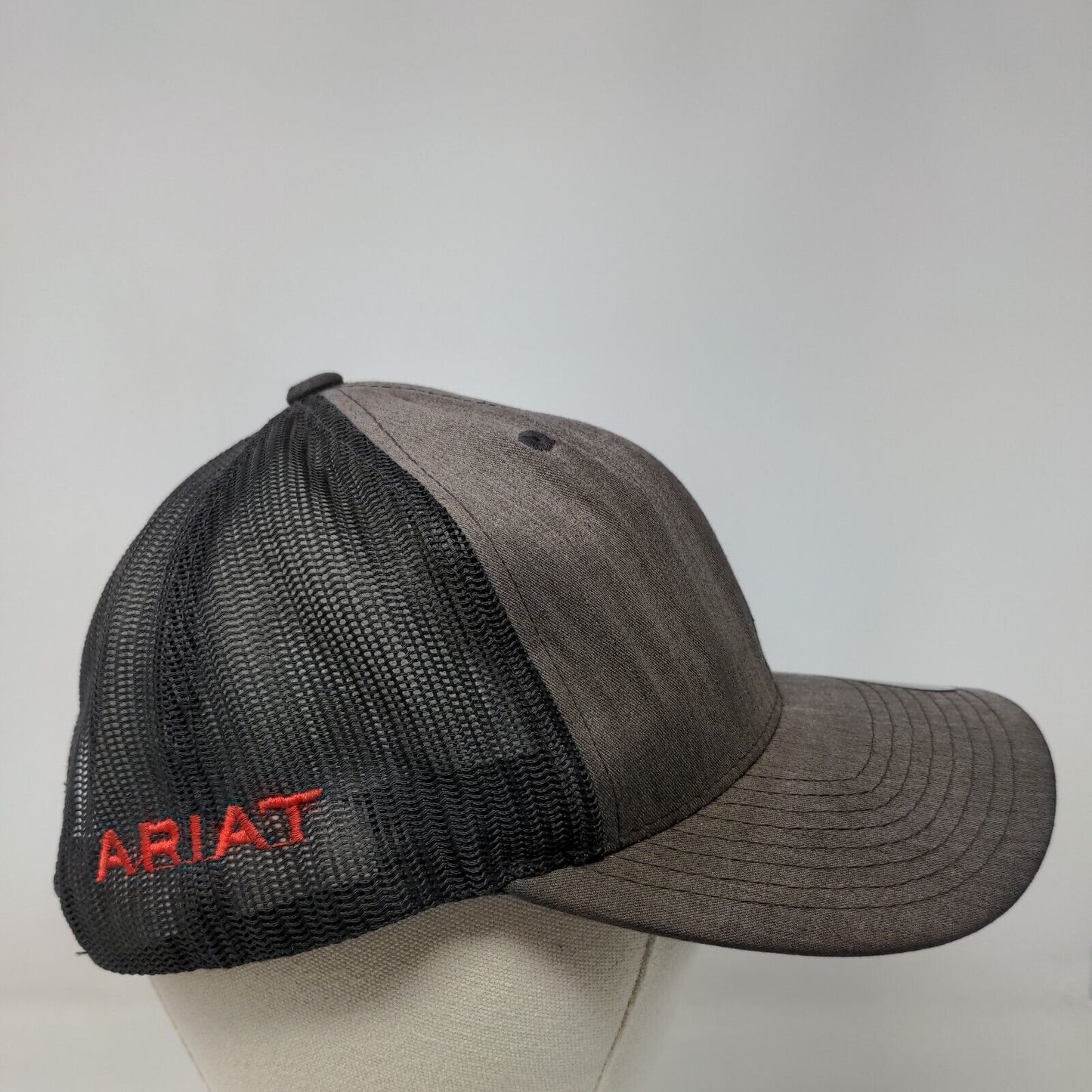 Ariat Snapback Mesh Back Trucker Hat Gray One Size Embroidered 6 Panel