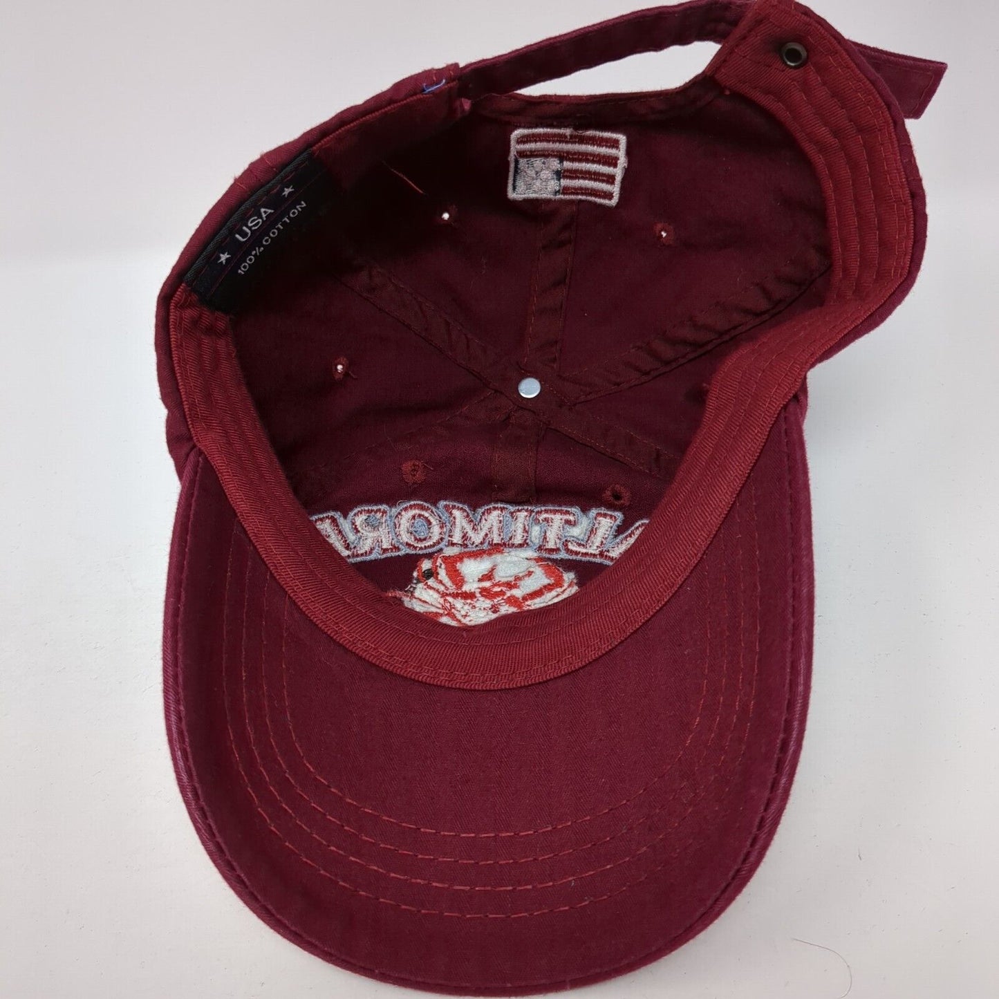 Baltimore Since 1729 Slideback Baseball Cap Red OS Adjustable Embroidered USA