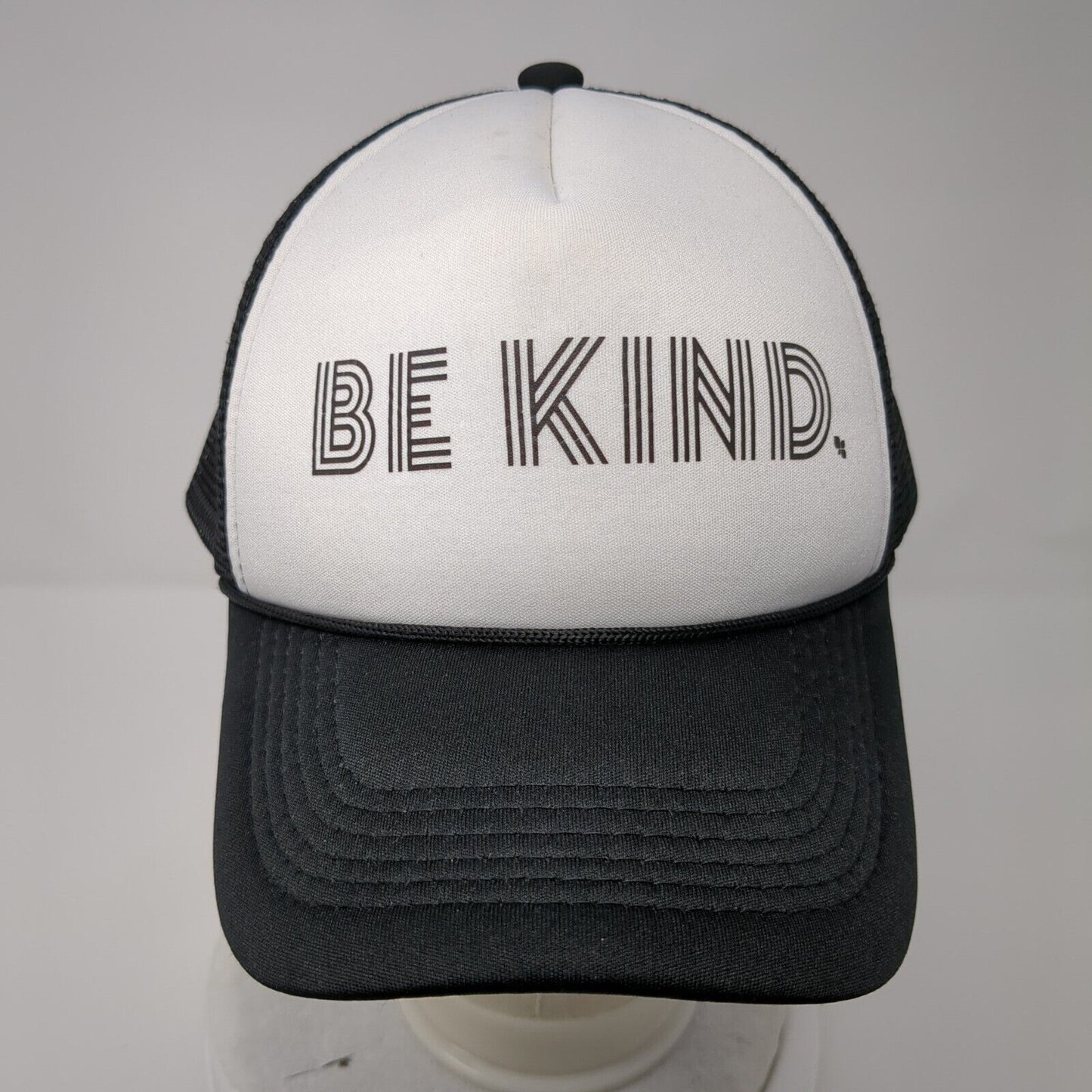 Be Kind Snapback Mesh Back Rope Trucker Hat Black One Size Colorblock