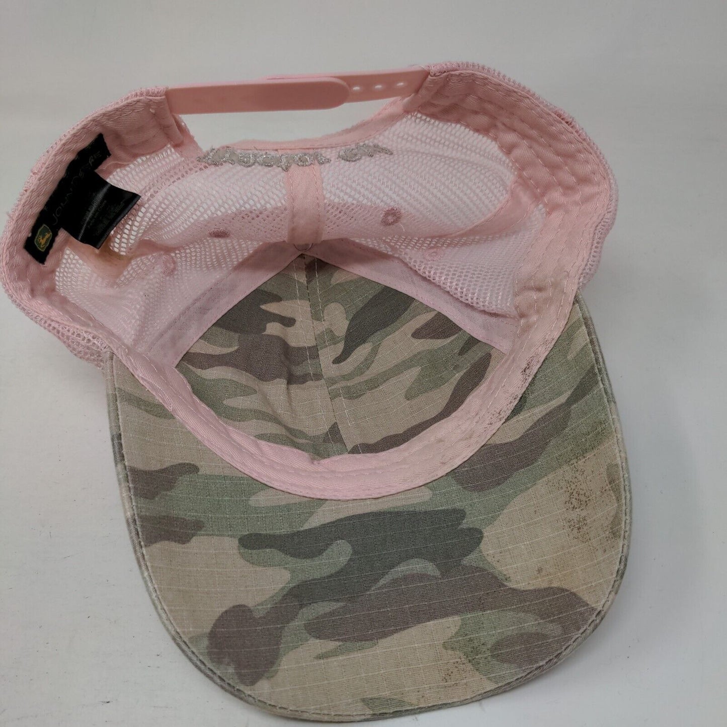 John Deere Snapback Mesh Back Trucker Hat Camouflage OSFM Tractor Girl