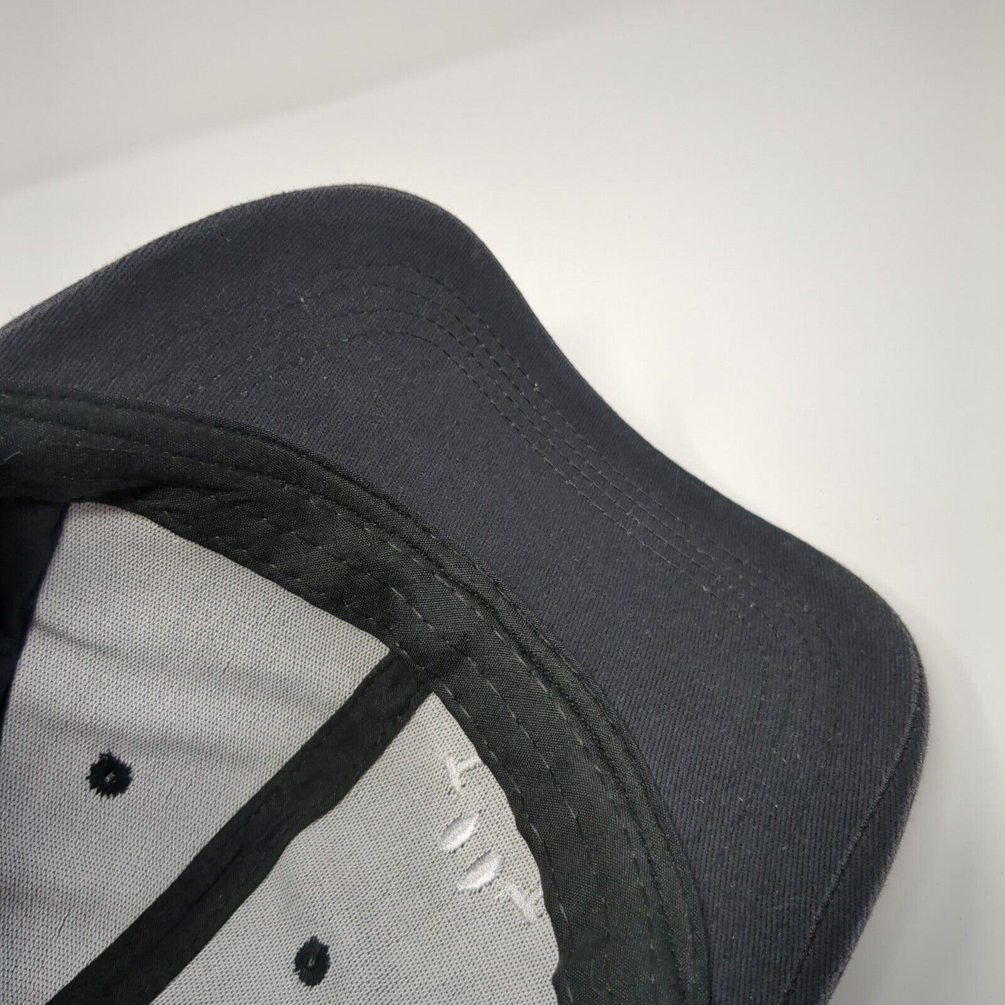 Smiley Slideback Hat Black One Size Adjustable Embroidered Vented Holes 6 Panel