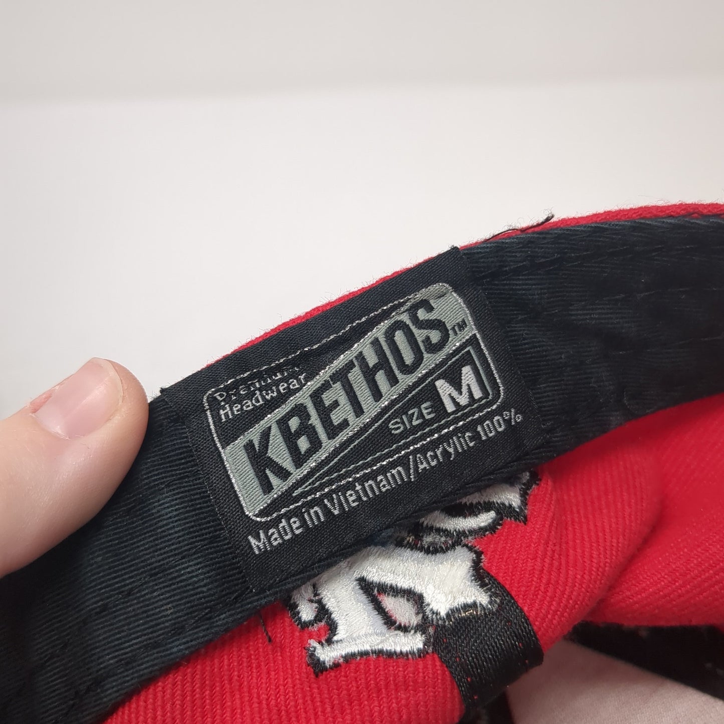 KB ETHOS Fitted Hat Red Medium Embroidered Logo Rhinestone 6 Panel