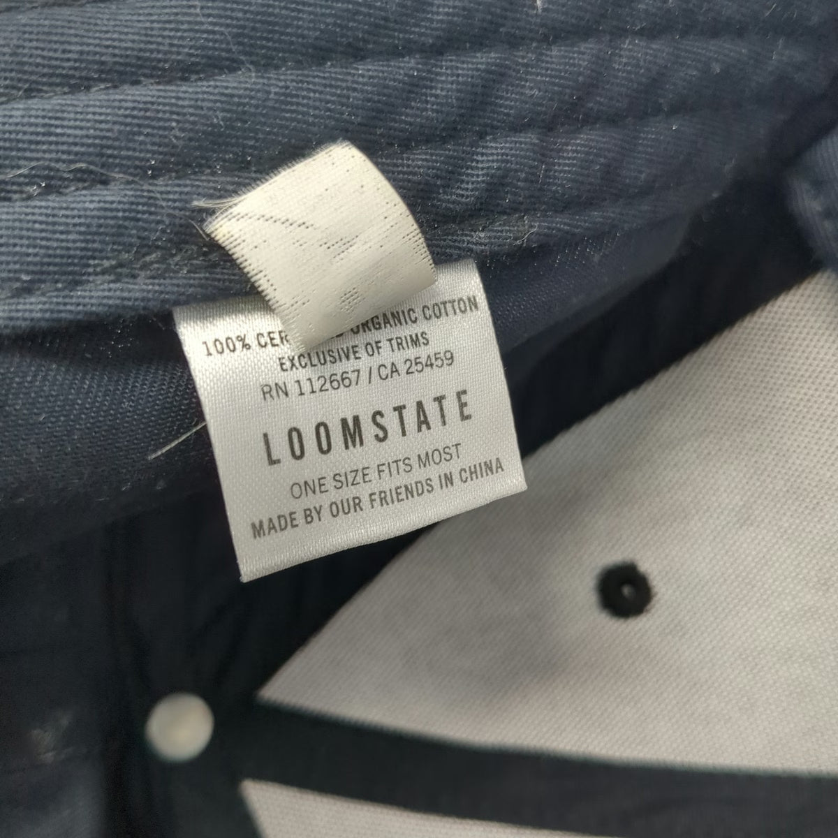 Loomstate Chipotle Baseball Cap Black One Size Organic Cotton Strapback Hat
