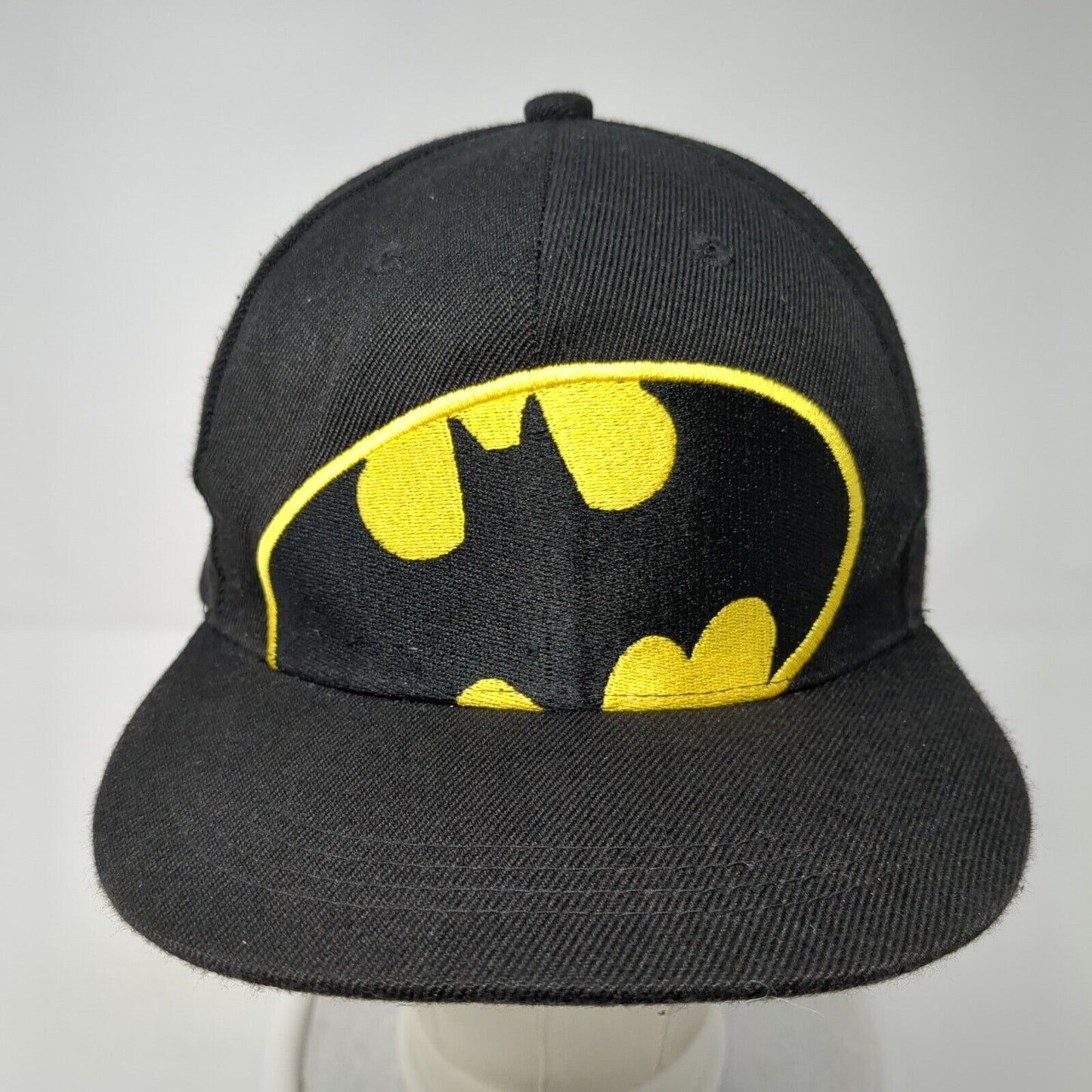 Batman Snapback Hat Black One Size Adjustable Embroidered Vented Holes 6 Panel
