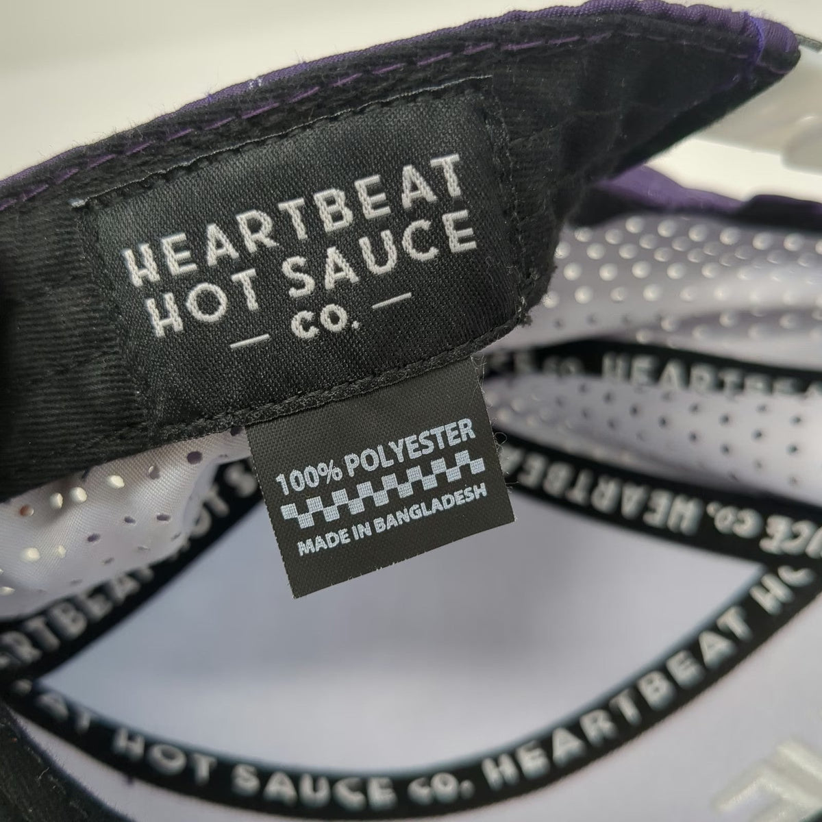 Heartbeat Hot Sauce Co. Trucker Hat Purple Blue One Size Flat Brim Perforated