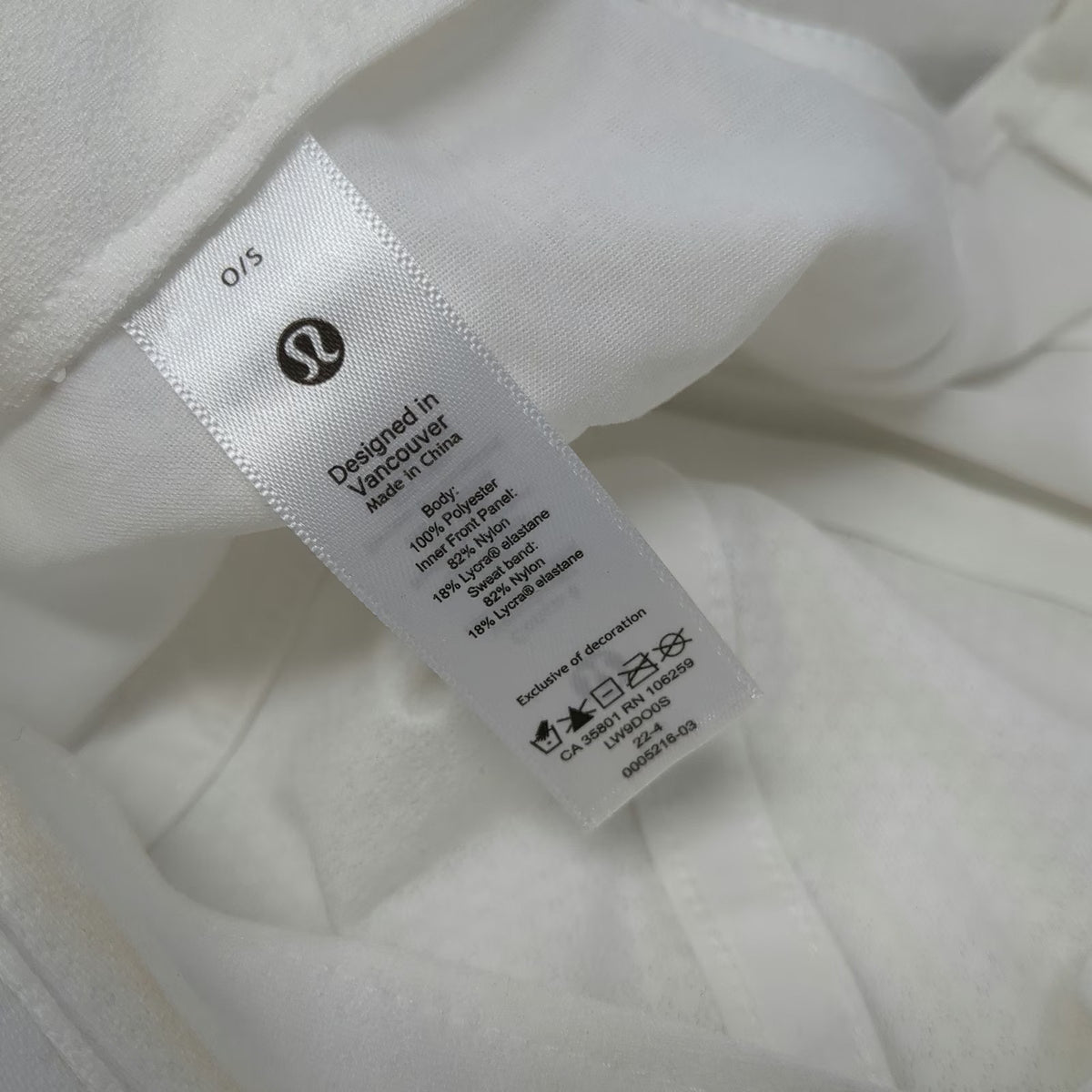 lululemon Baseball Cap White One Size Adjustable Slideback Polyester Logo Hat